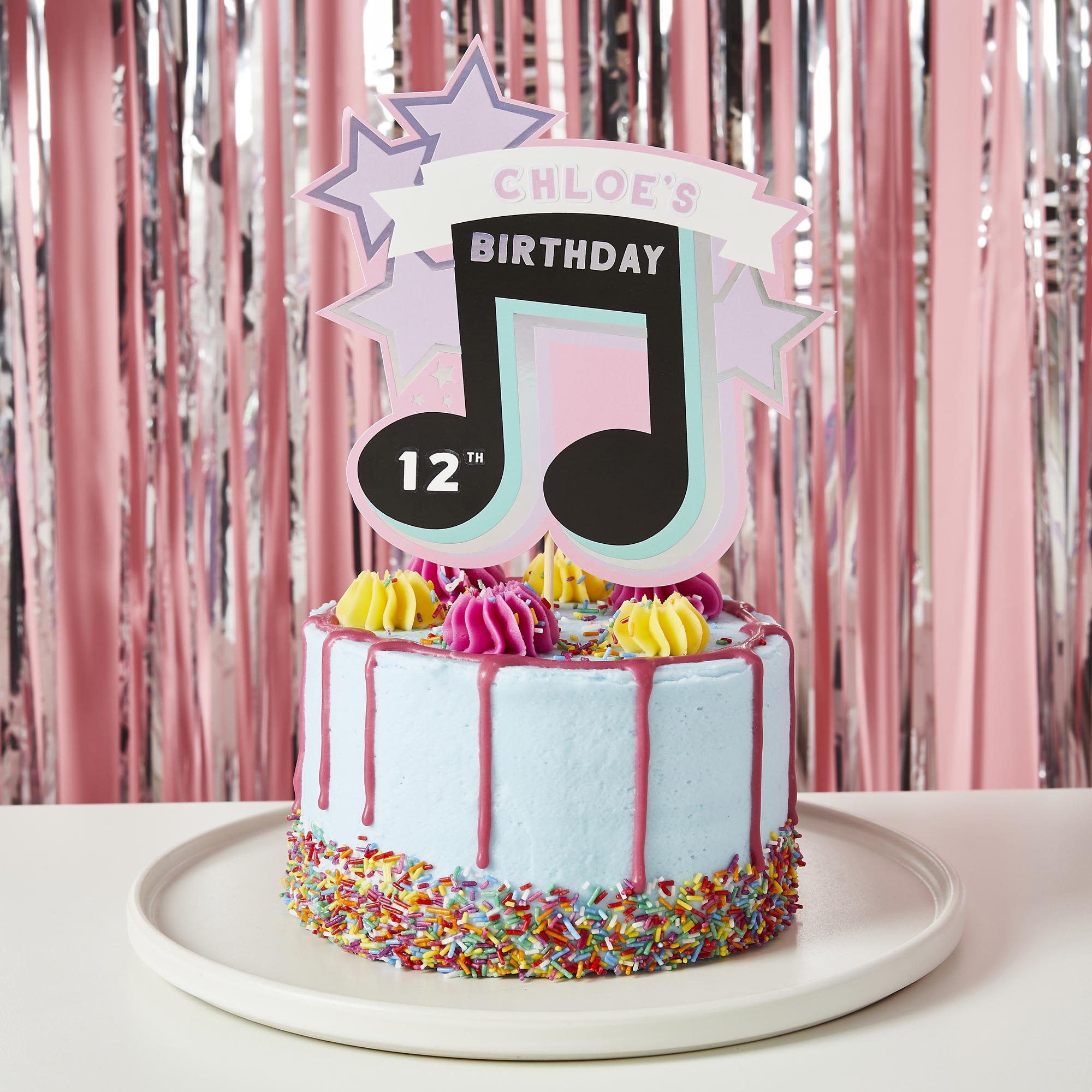 Image of Birthday Musical Note Customisable Card Cake Topper