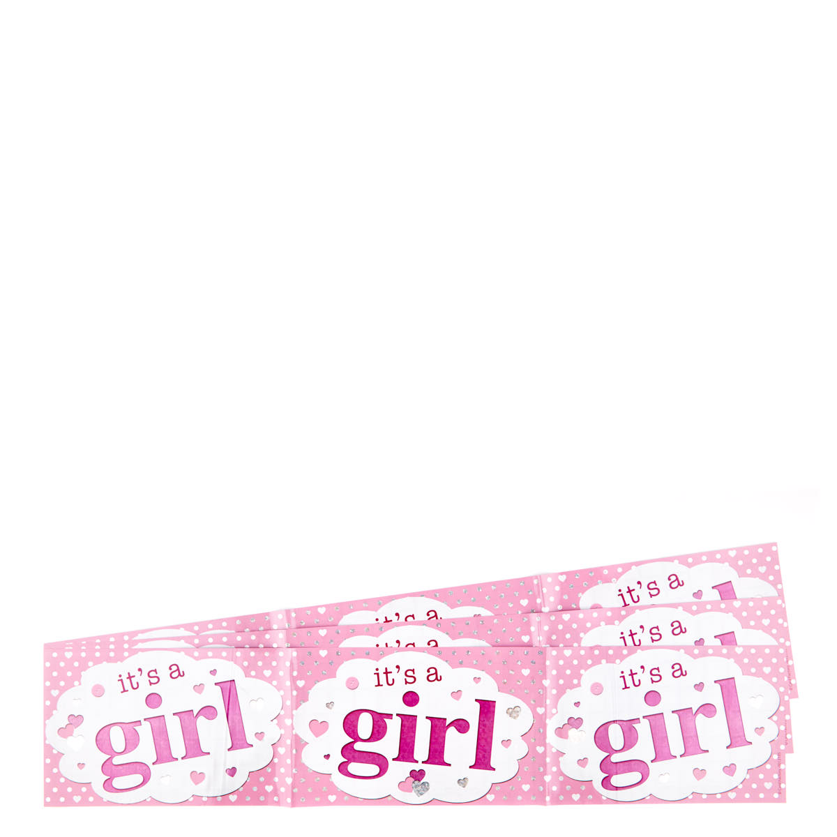 Holographic It's A Girl Foil Banners - Pack of 3
