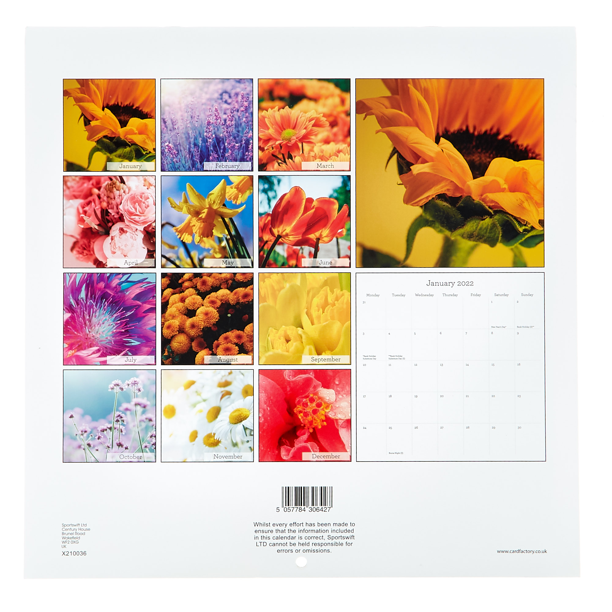 Square 2022 Flowers Calendar 
