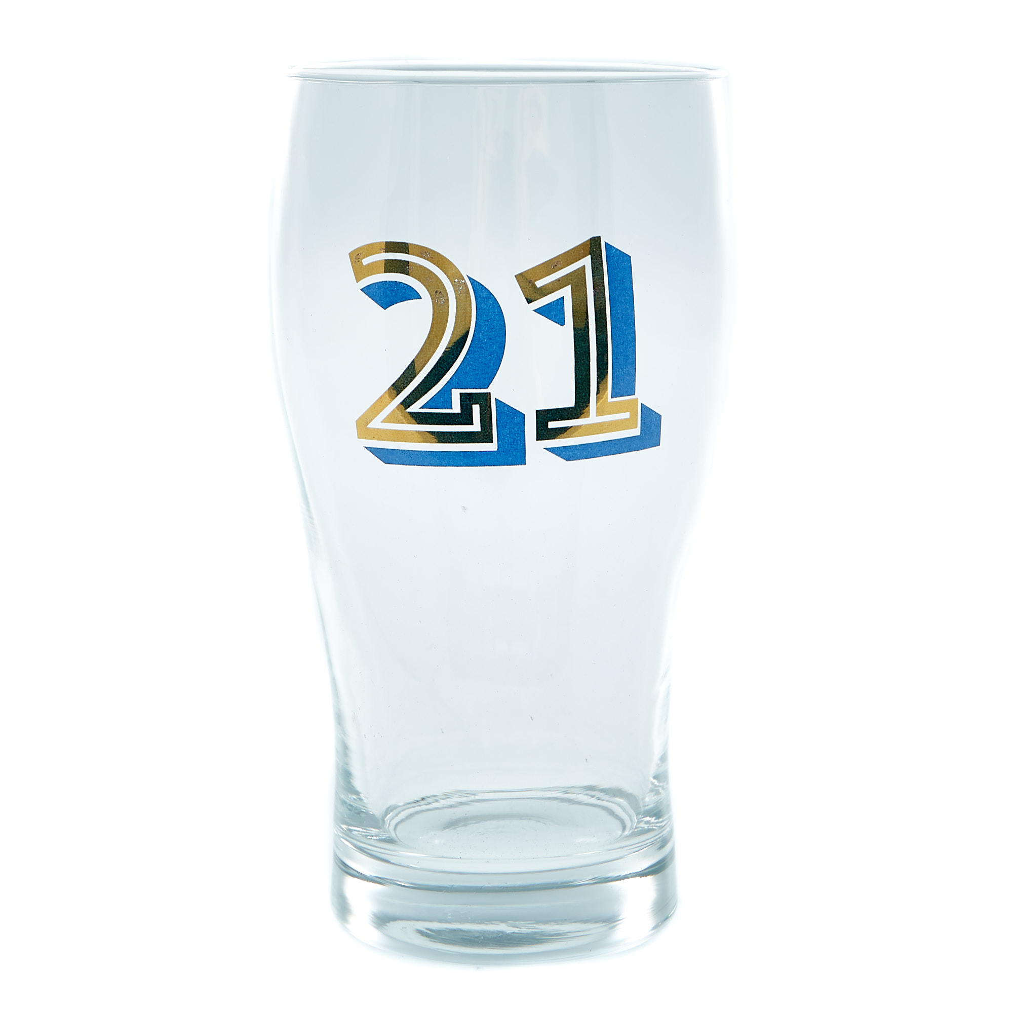 21st Birthday Pint Glass In A Box - Blue & Gold 