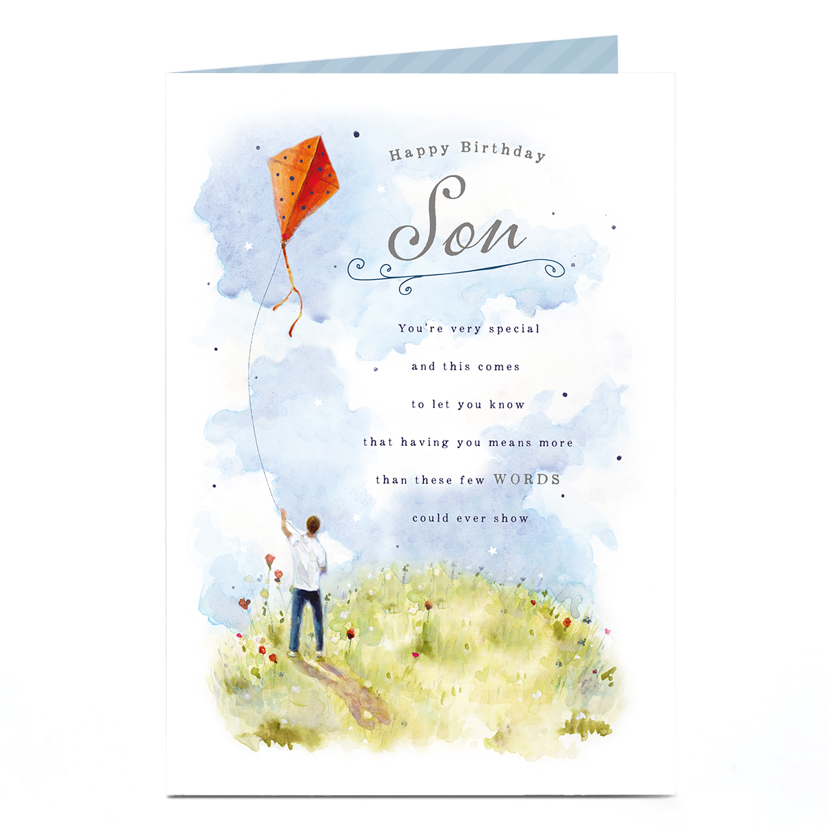 Birthday Card - Kite Flying Poem, Son