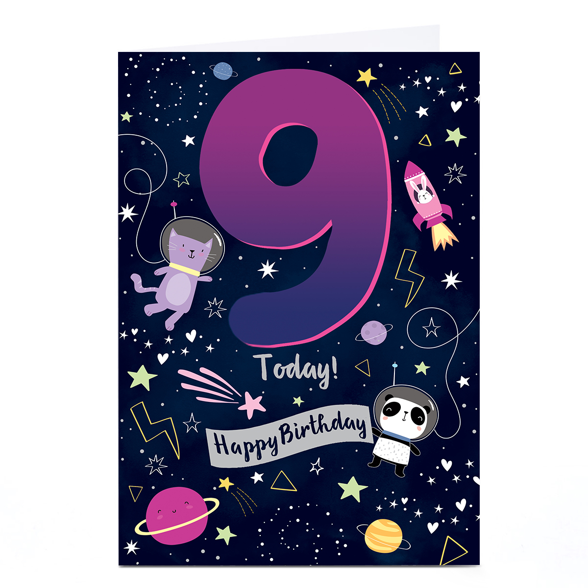 Personalised 9th Birthday Card - Outer Space 9 Today 