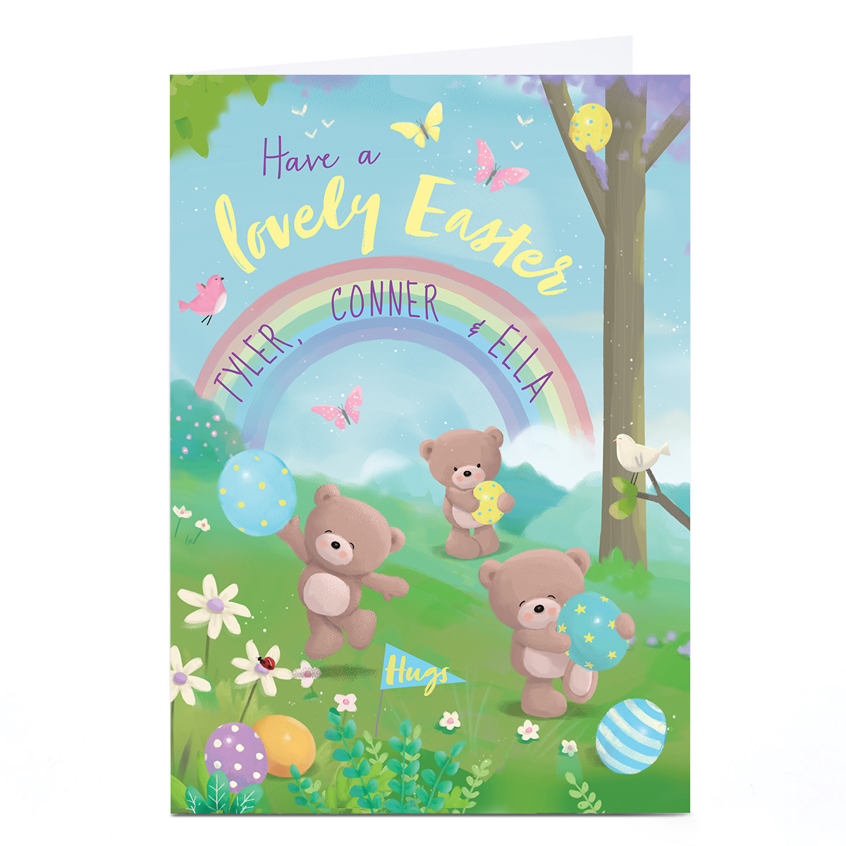 Personalised Hugs Bear Easter Card - Have A Lovely Day
