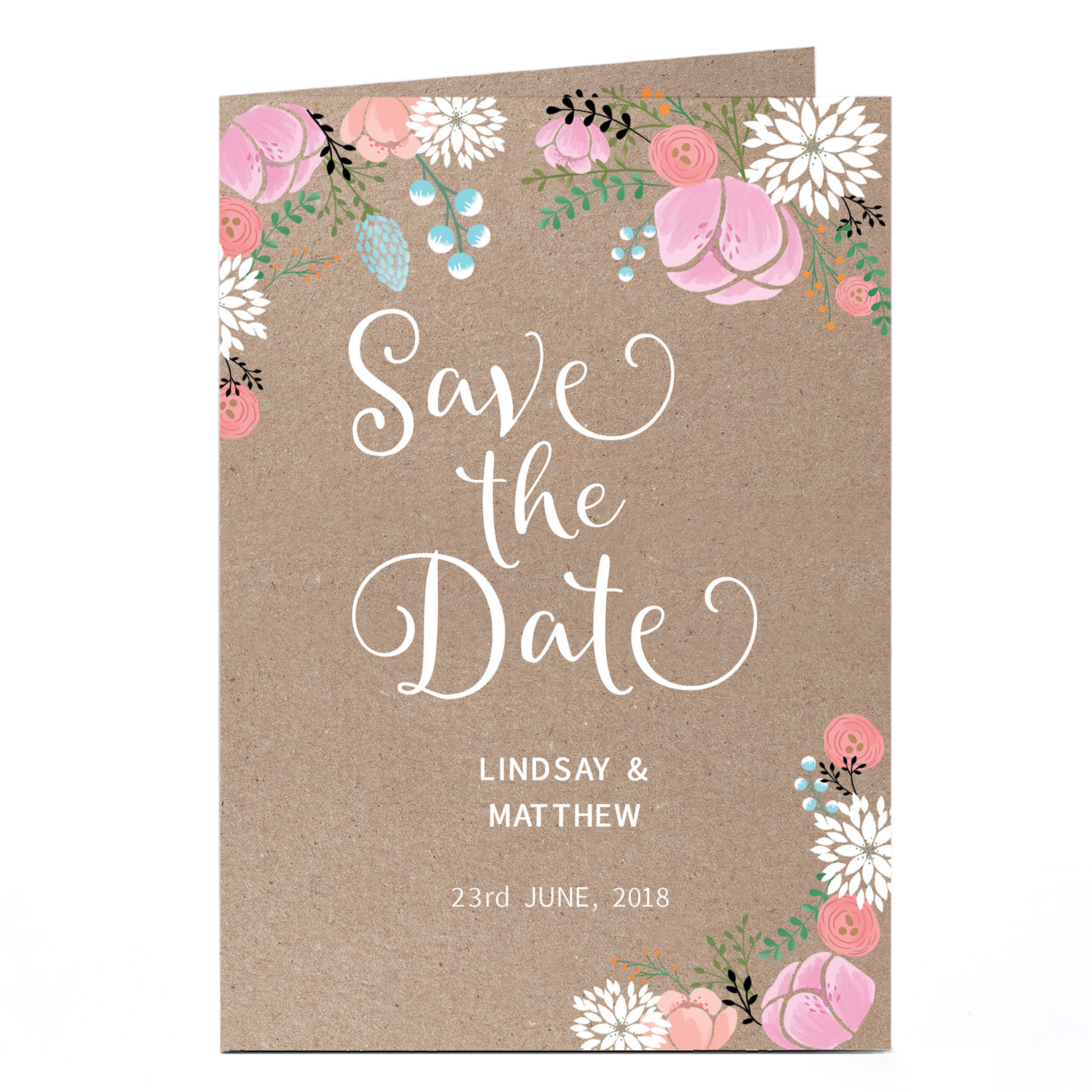 Personalised Save The Date Card - Rustic Floral