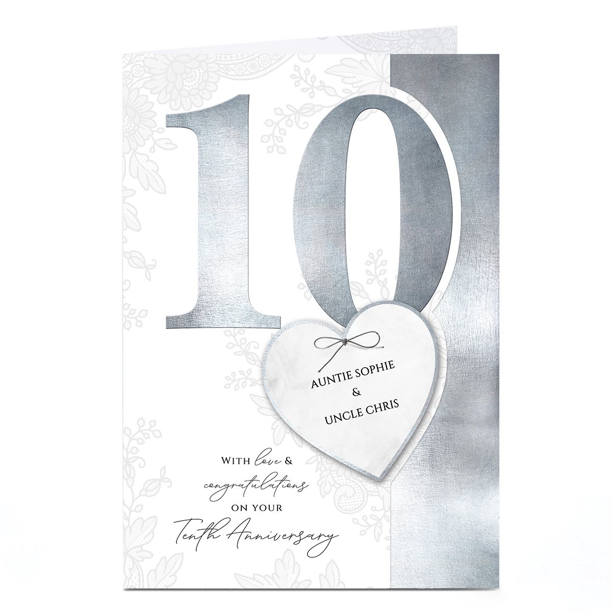 Personalised 10th Anniversary Card - Love & Congratulations