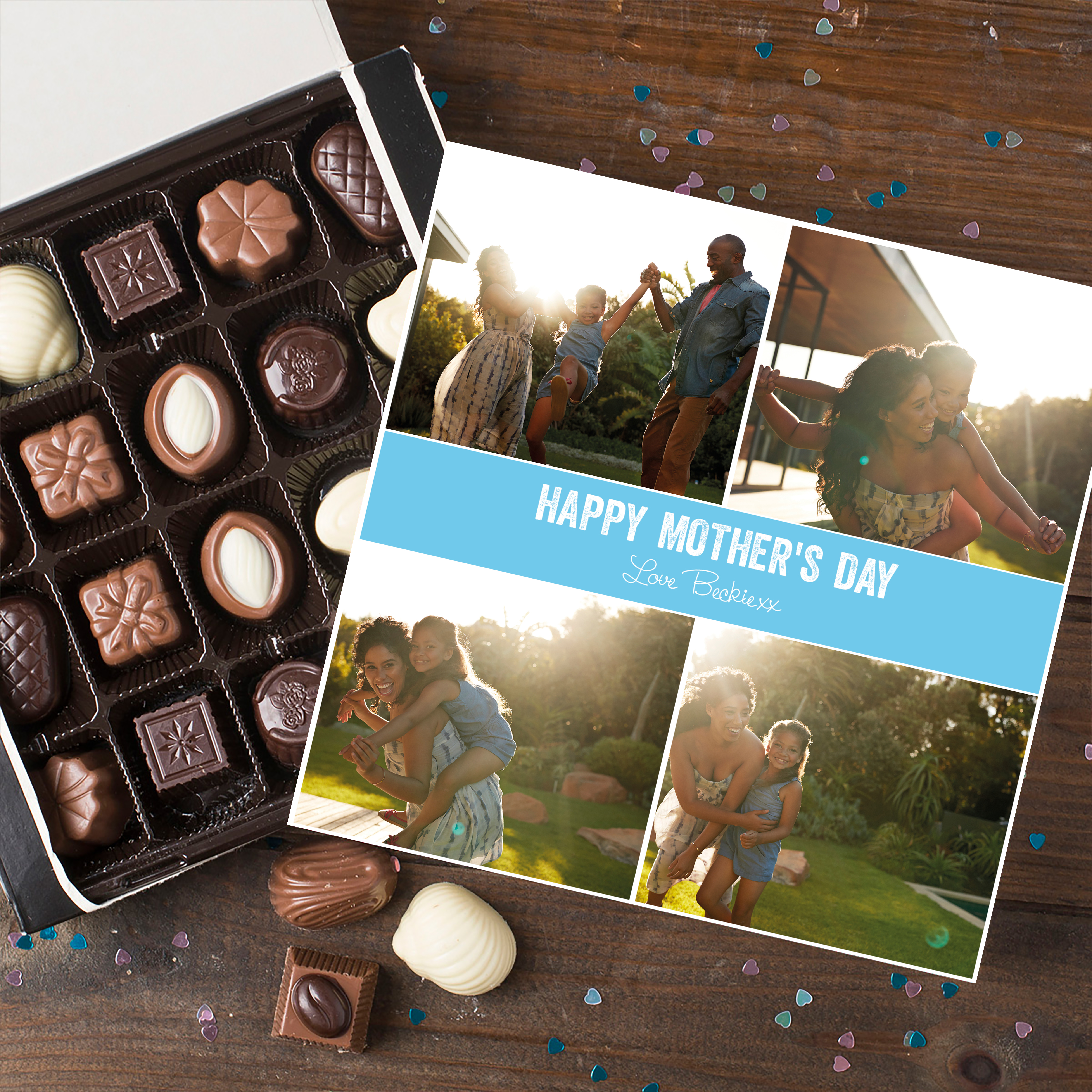 Personalised Mother's Day Belgian Chocolates - Photo & Text