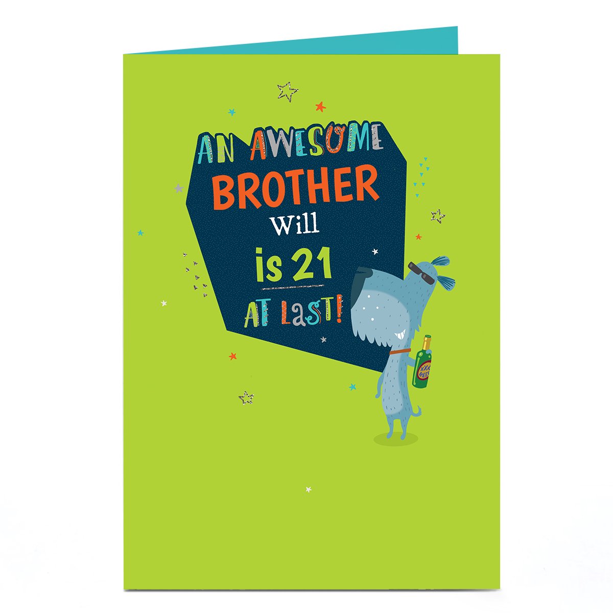 Personalised Birthday Card - At Last! Awesome Dog, Editable Age