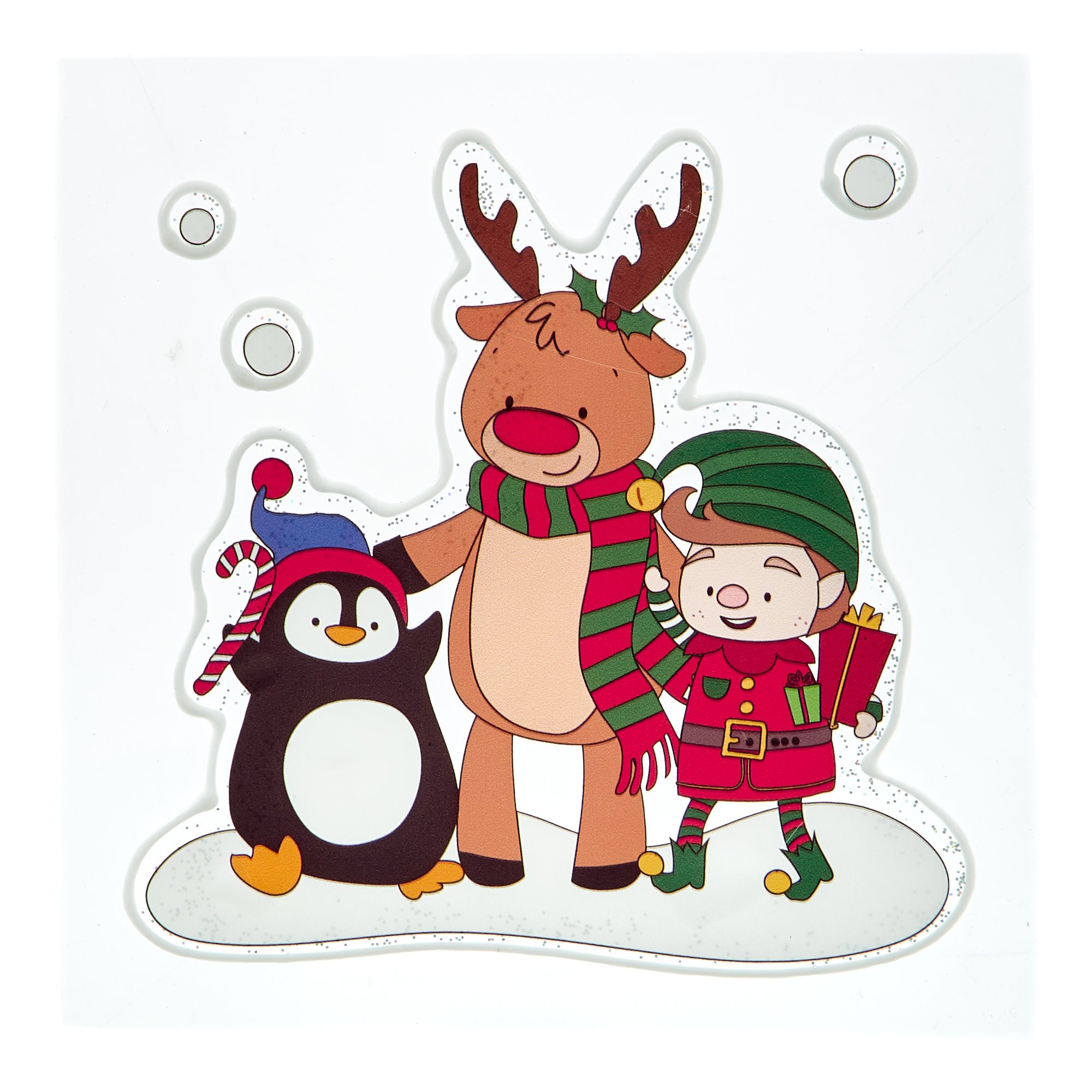 7-Inch Christmas Window Stickers - Elf, Reindeer & Penguin