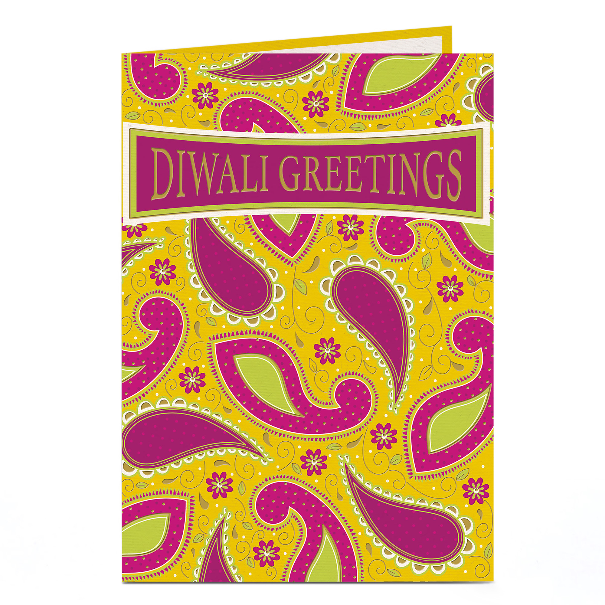 Personalised Diwali Card - Purple And Yellow Greetings