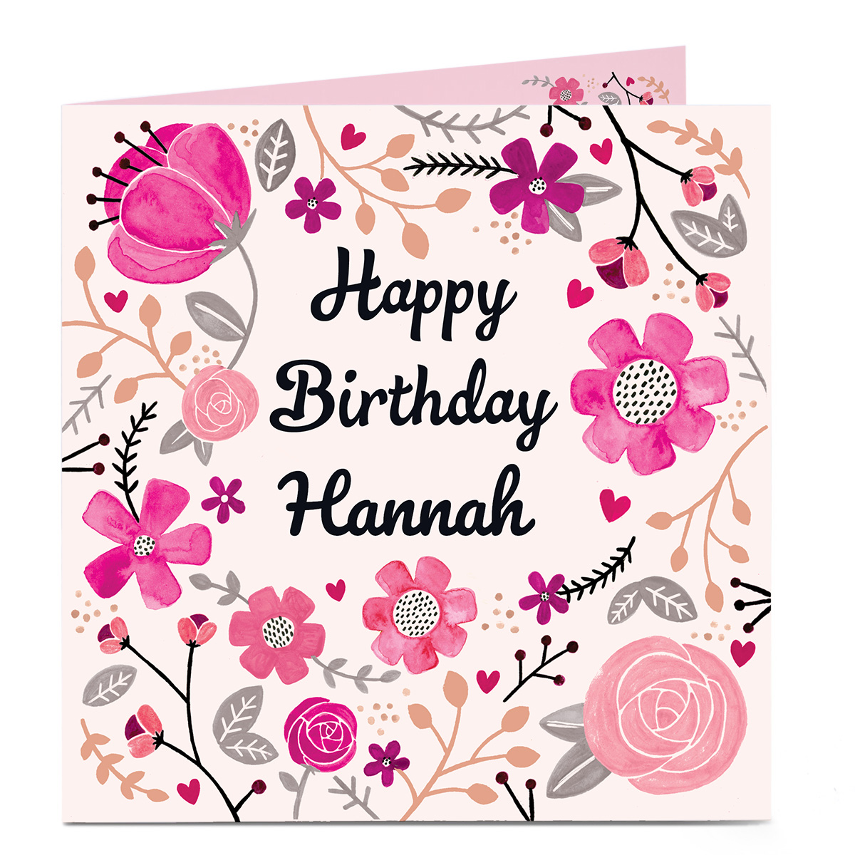 Personalised Birthday Card - Pretty Pink Flowers
