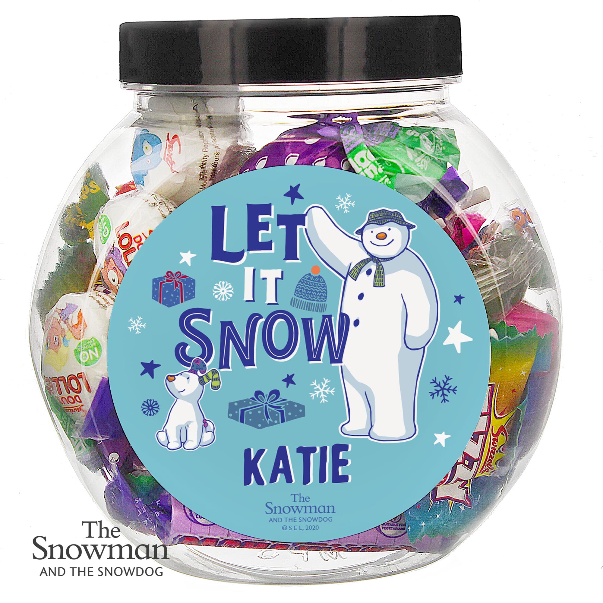 Personalised The Snowman & the Snowdog Sweet Jar
