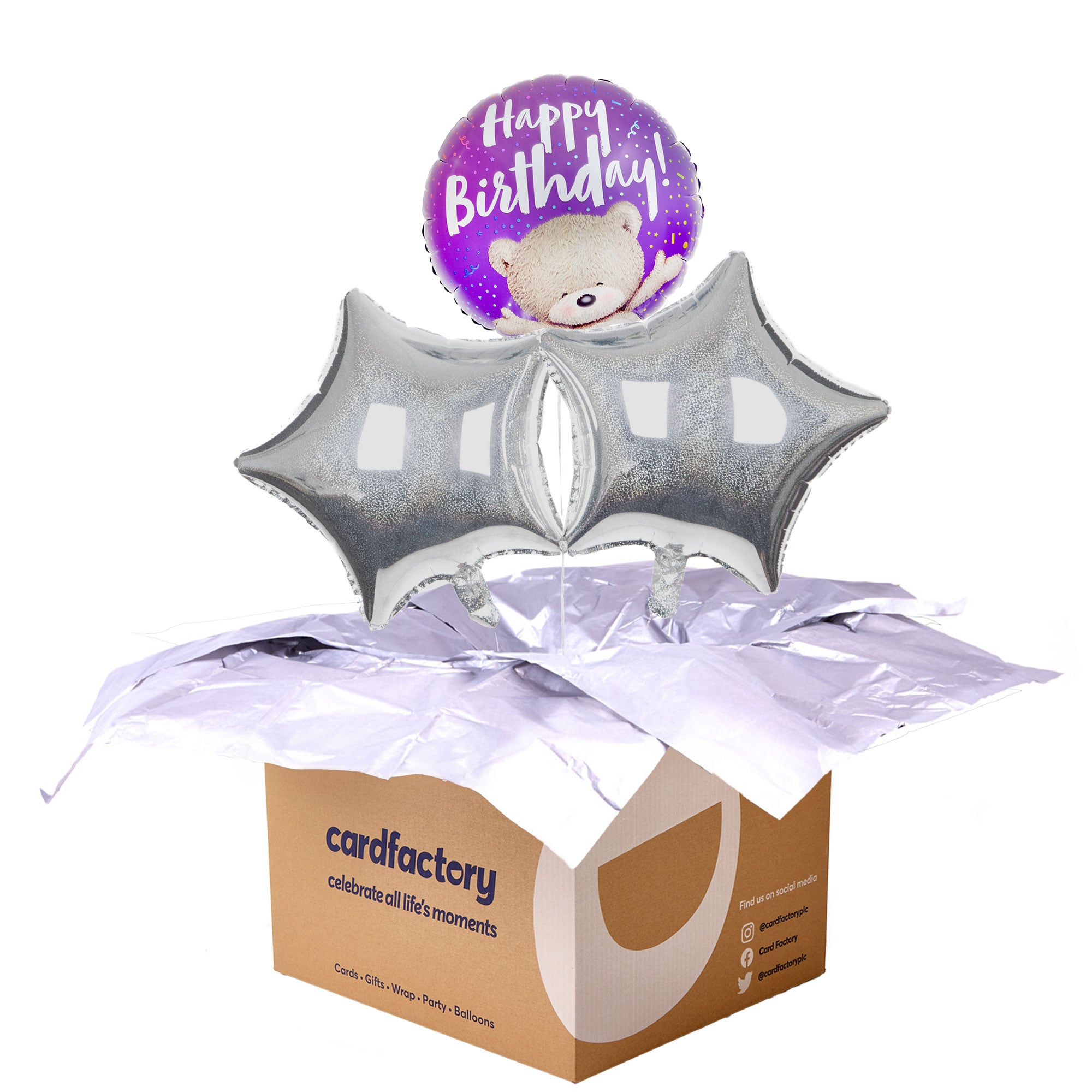 Hugs Bear Happy Birthday Balloon Bouquet - DELIVERED INFLATED!