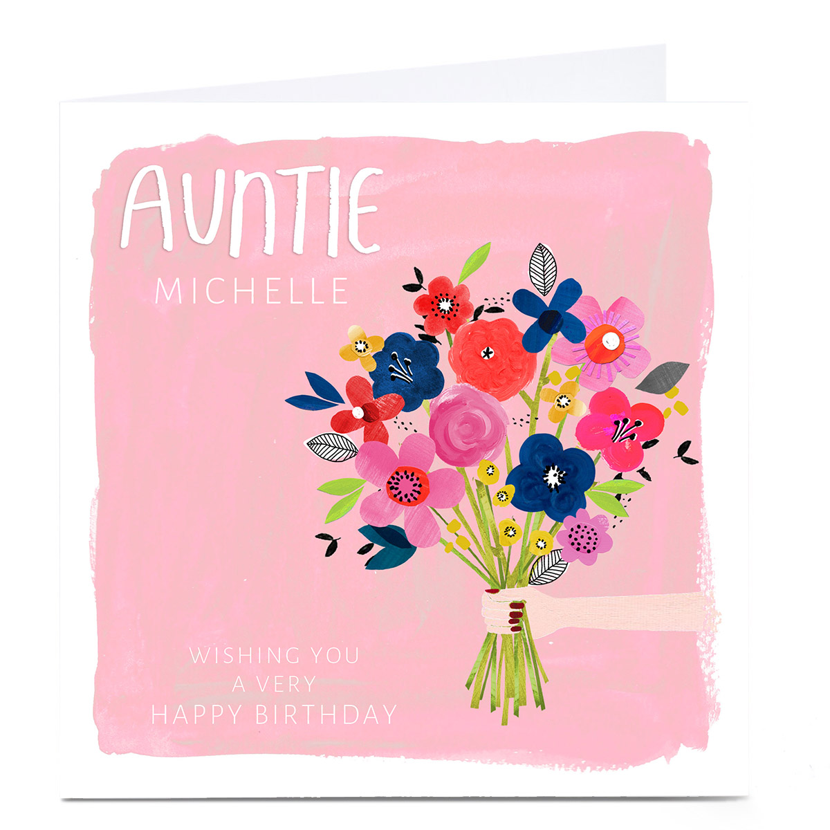 Personalised Kerry Spurling Birthday Card - Flowers, Auntie