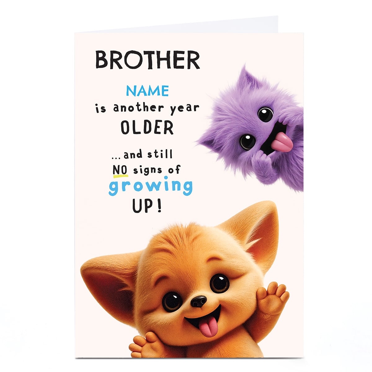 Personalised Wimzee Birthday Card - No Signs of Growing Up, Brother