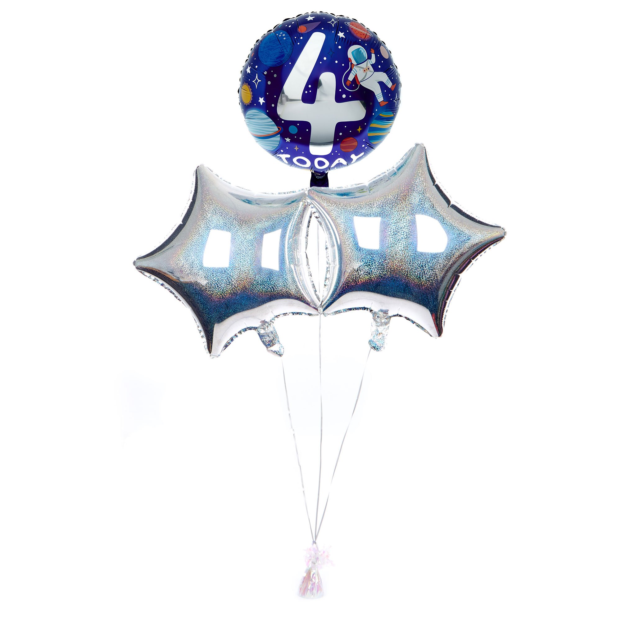Spaceman 4th Birthday Balloon Bouquet - DELIVERED INFLATED!