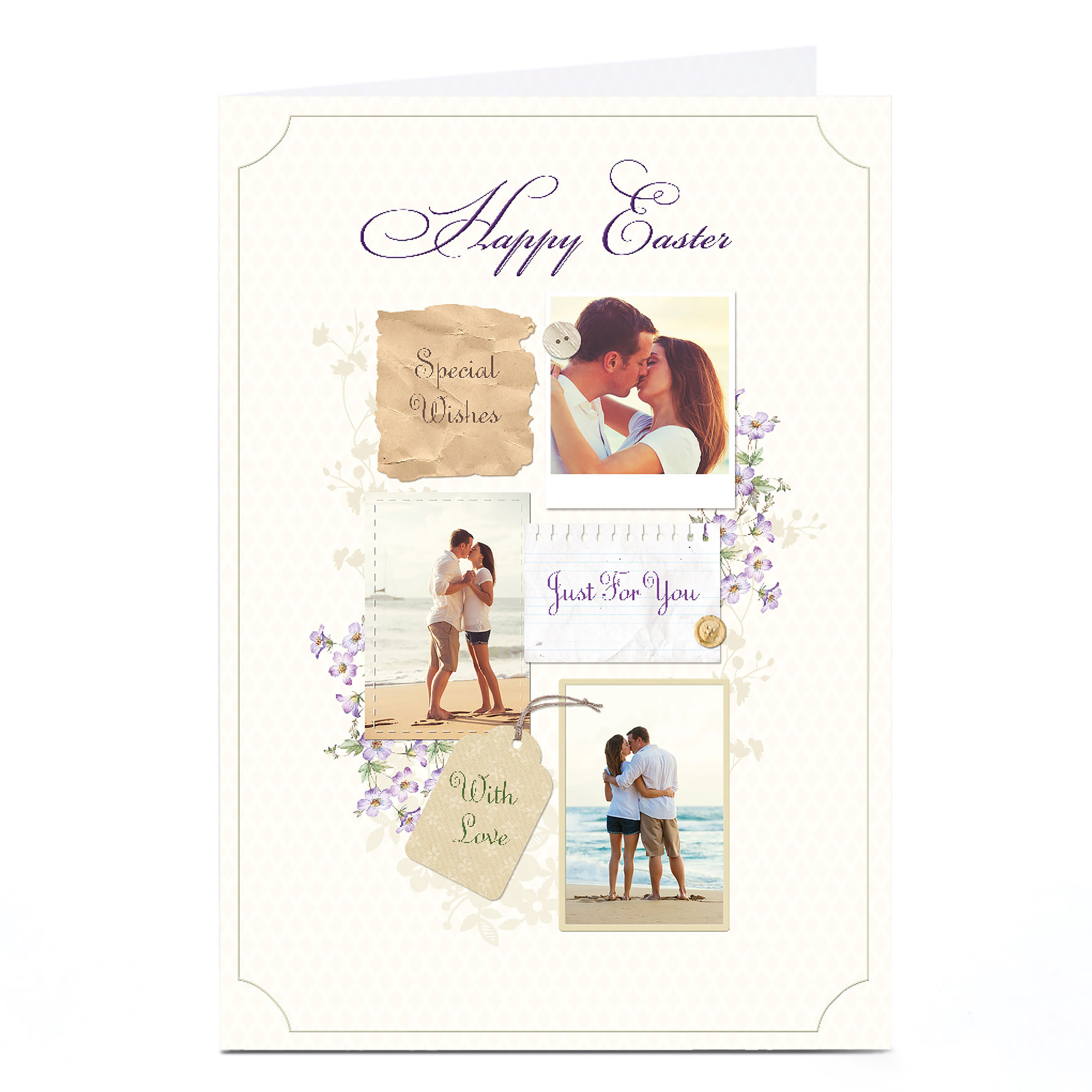 Multi Photo Upload Easter Card - Special Wishes Lilac Flowers