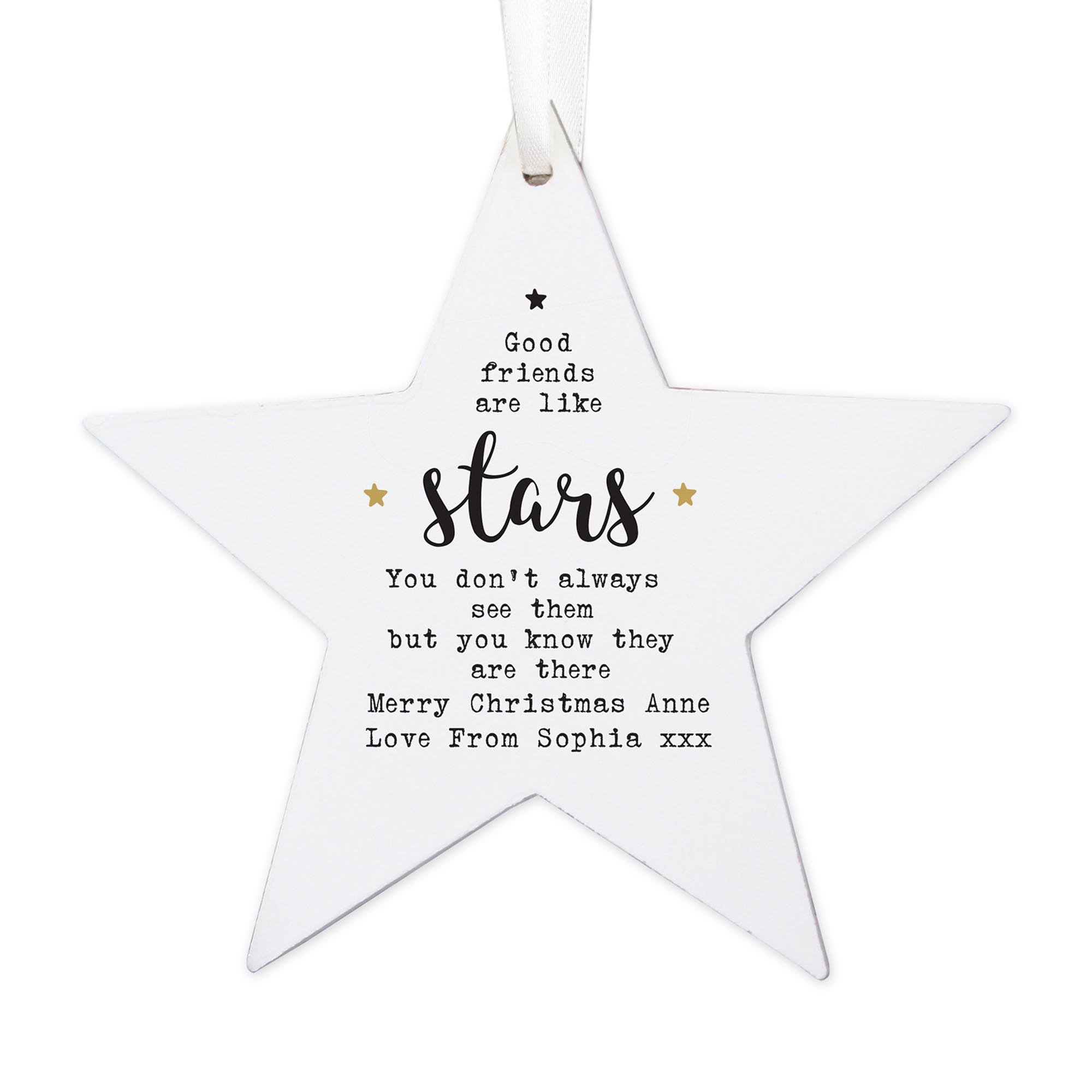 Personalised Good Friends Wooden Star Decoration