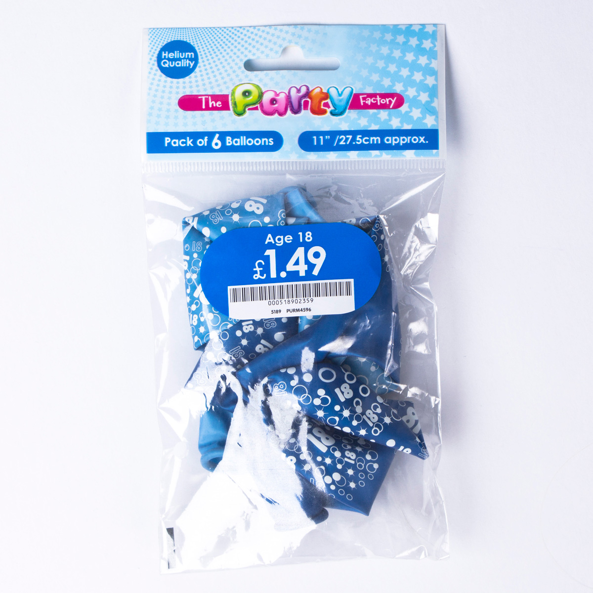 Metallic Blue Circles 18th Birthday Latex Balloons - Pack Of 6