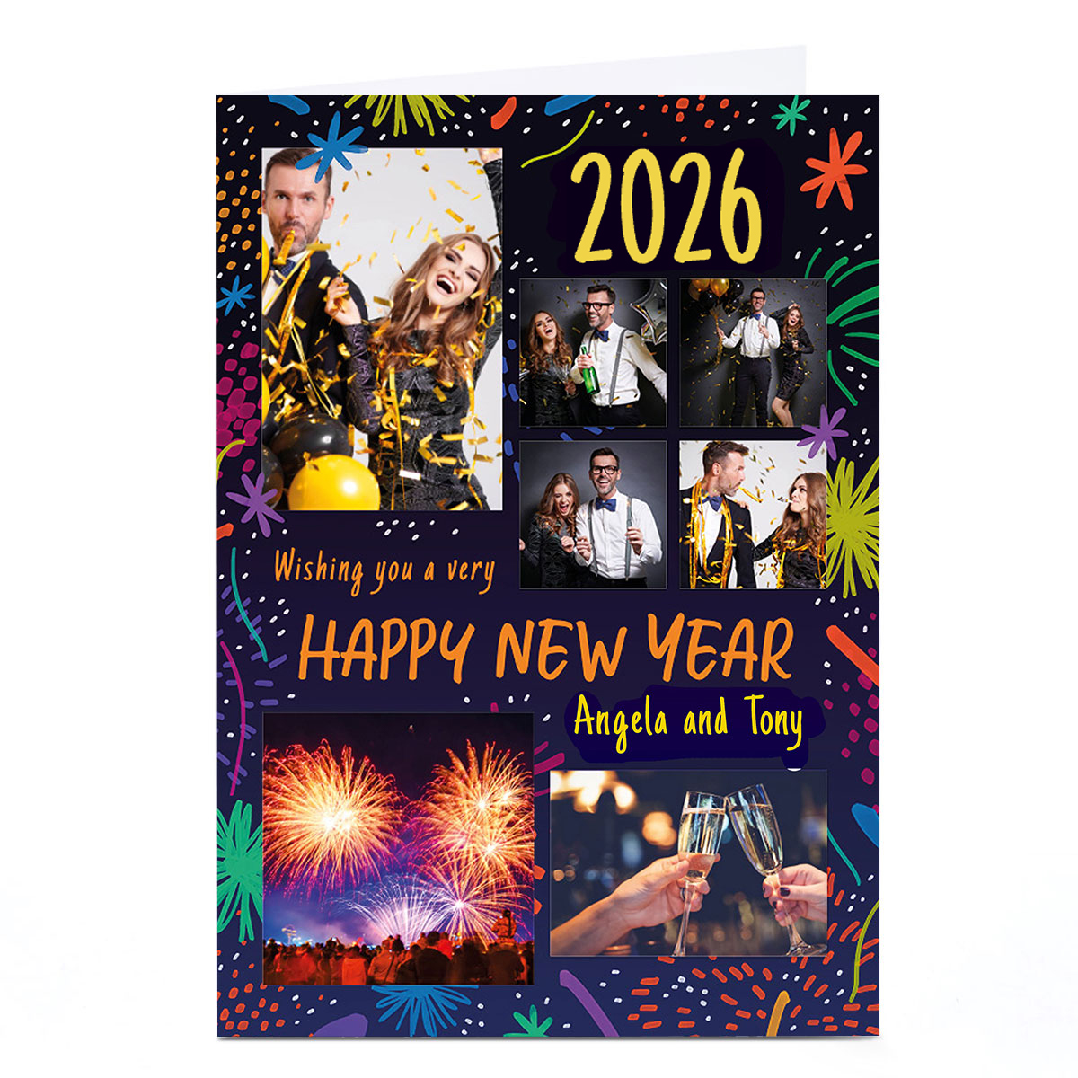 Photo New Year Card - 6 Photo Fireworks