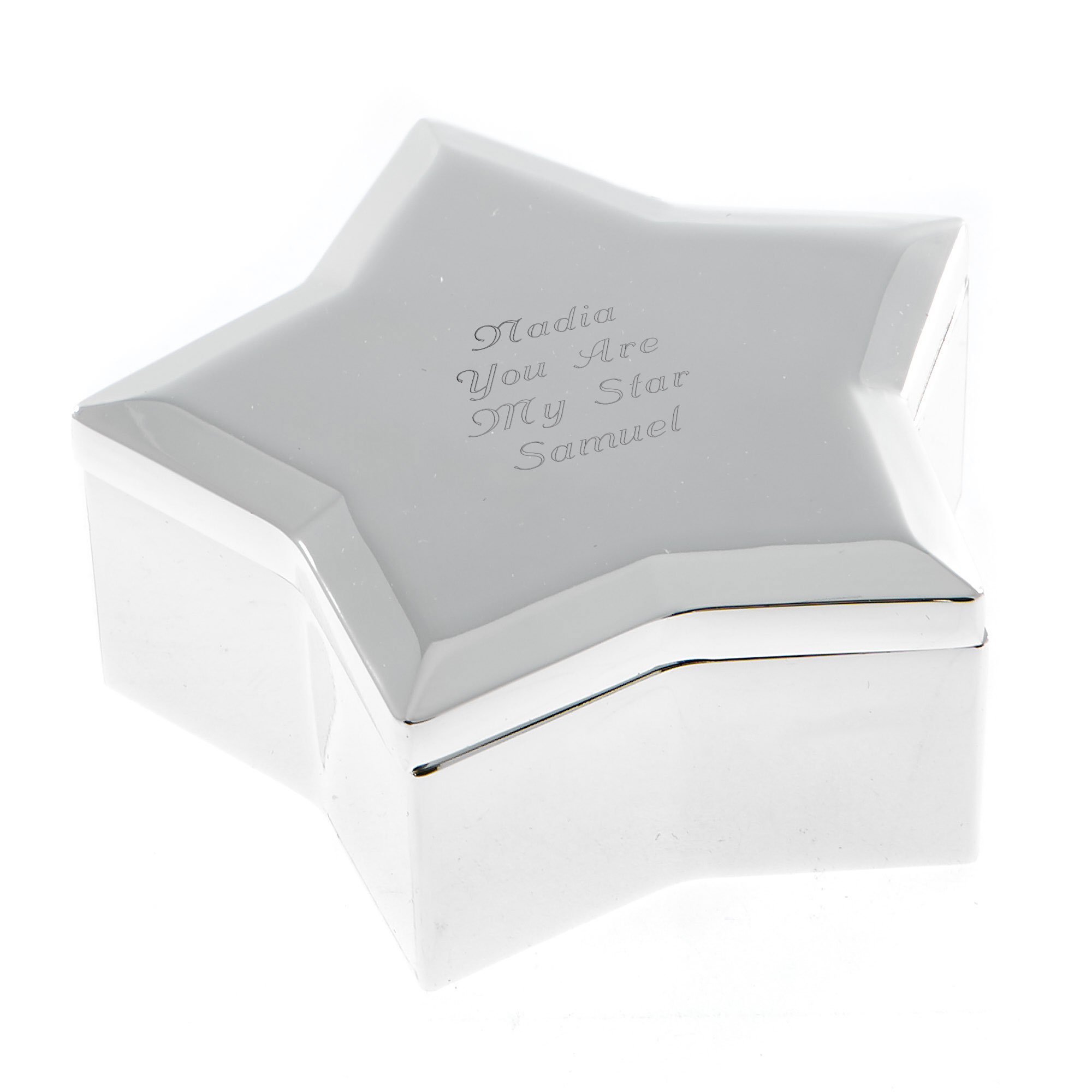 Personalised Engraved Silver-Plated Star Trinket Box