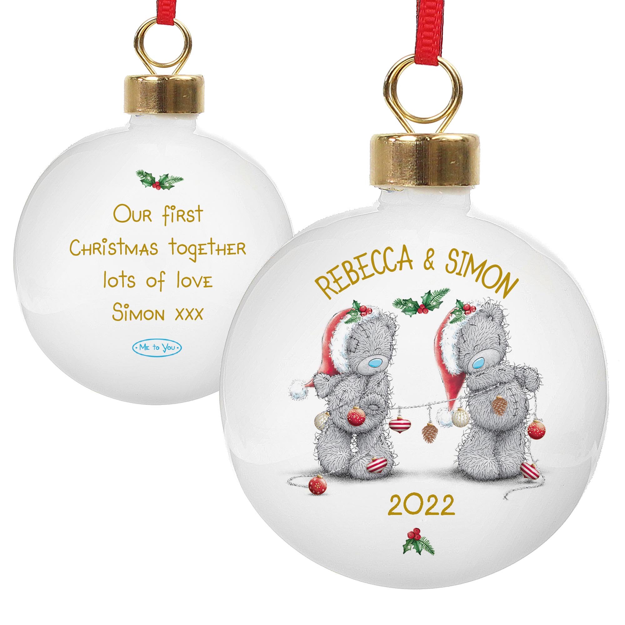 Image of Personalised Me to You Christmas Couple's Bauble | Christmas Gifts