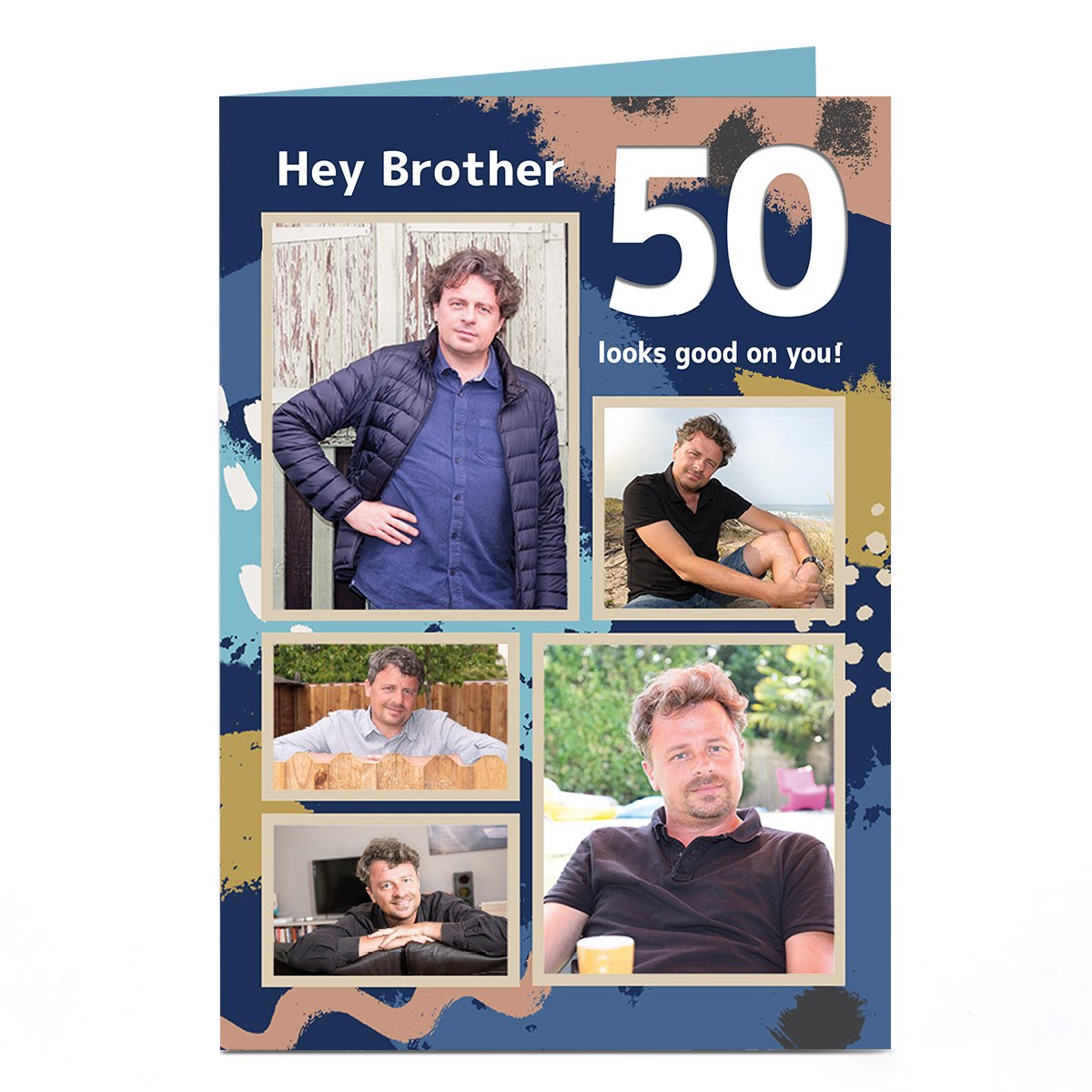 Photo Birthday Card - Brother 50 Looks Good On You, Editable Age