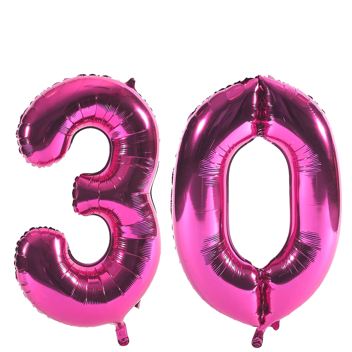 Age 30 Giant Foil helium Numeral Balloons - Pink (deflated)