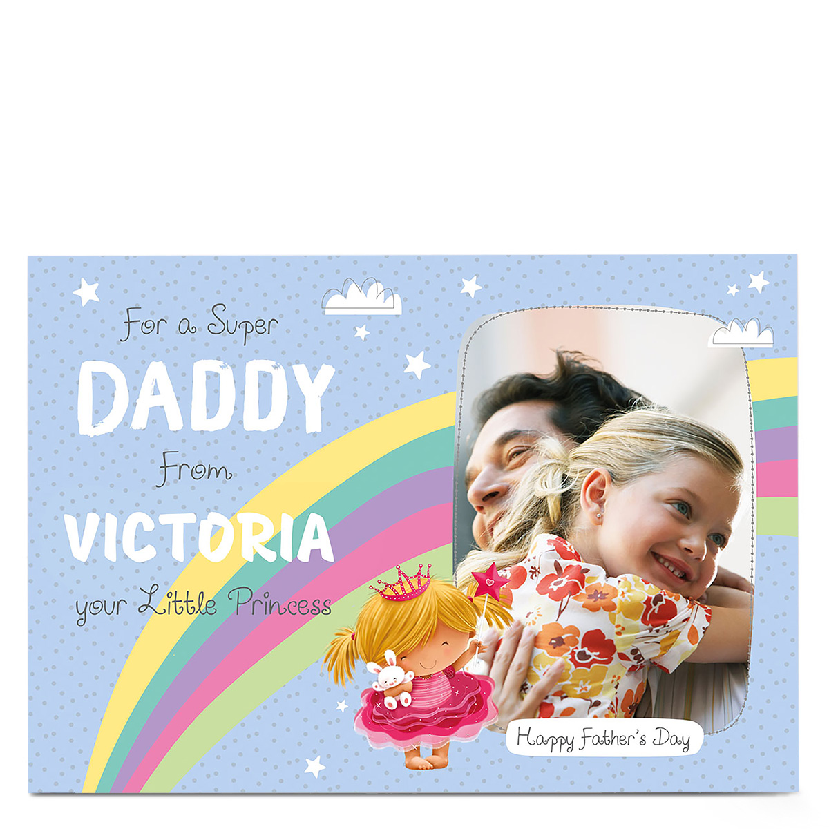 Photo Father's Day Card - Super Daddy And Little Princess