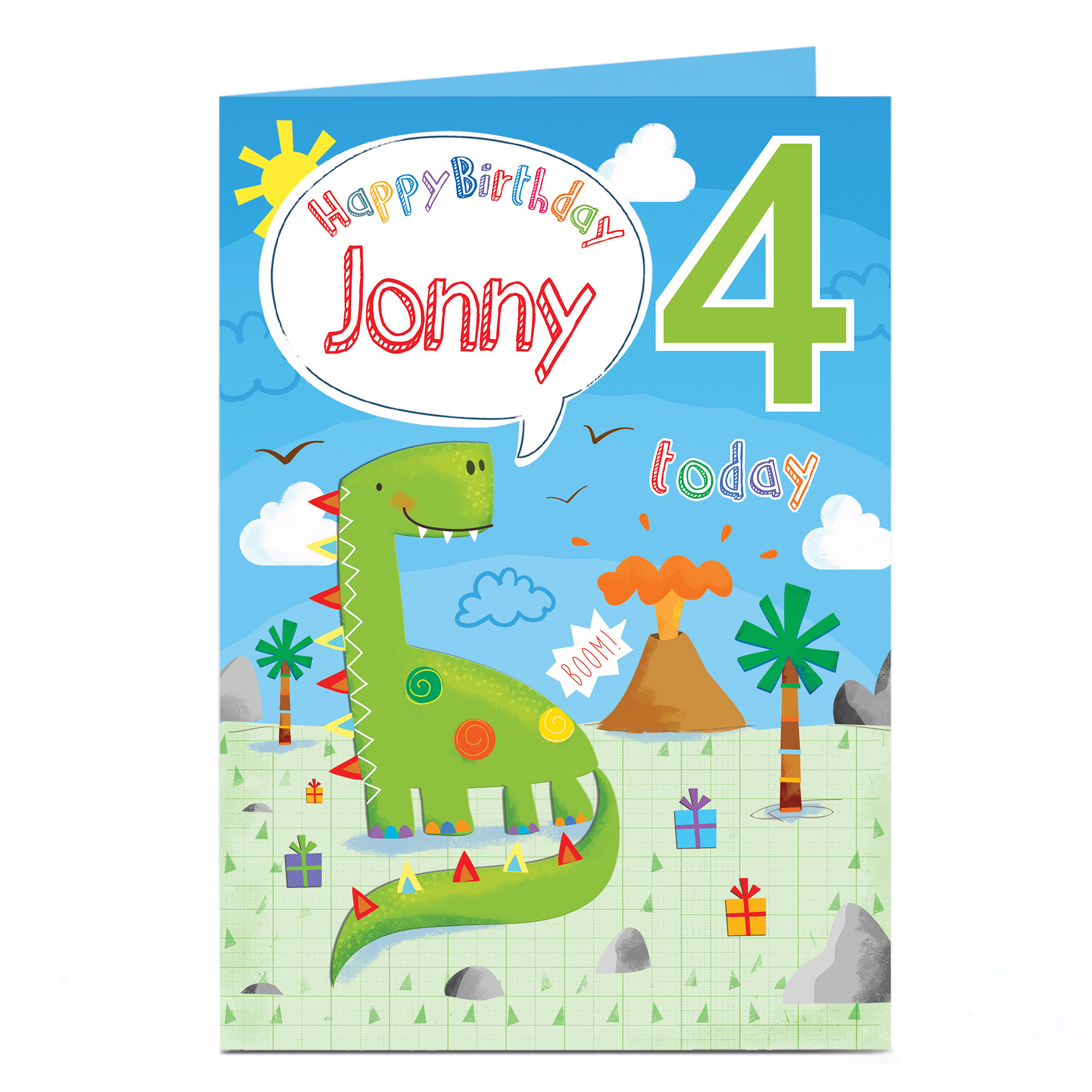Personalised Editable Age Birthday Card - Happy Dinosaur