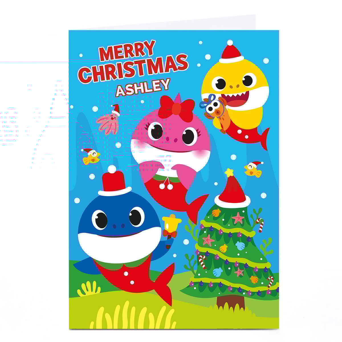 Personalised Baby Shark Christmas Card - Name