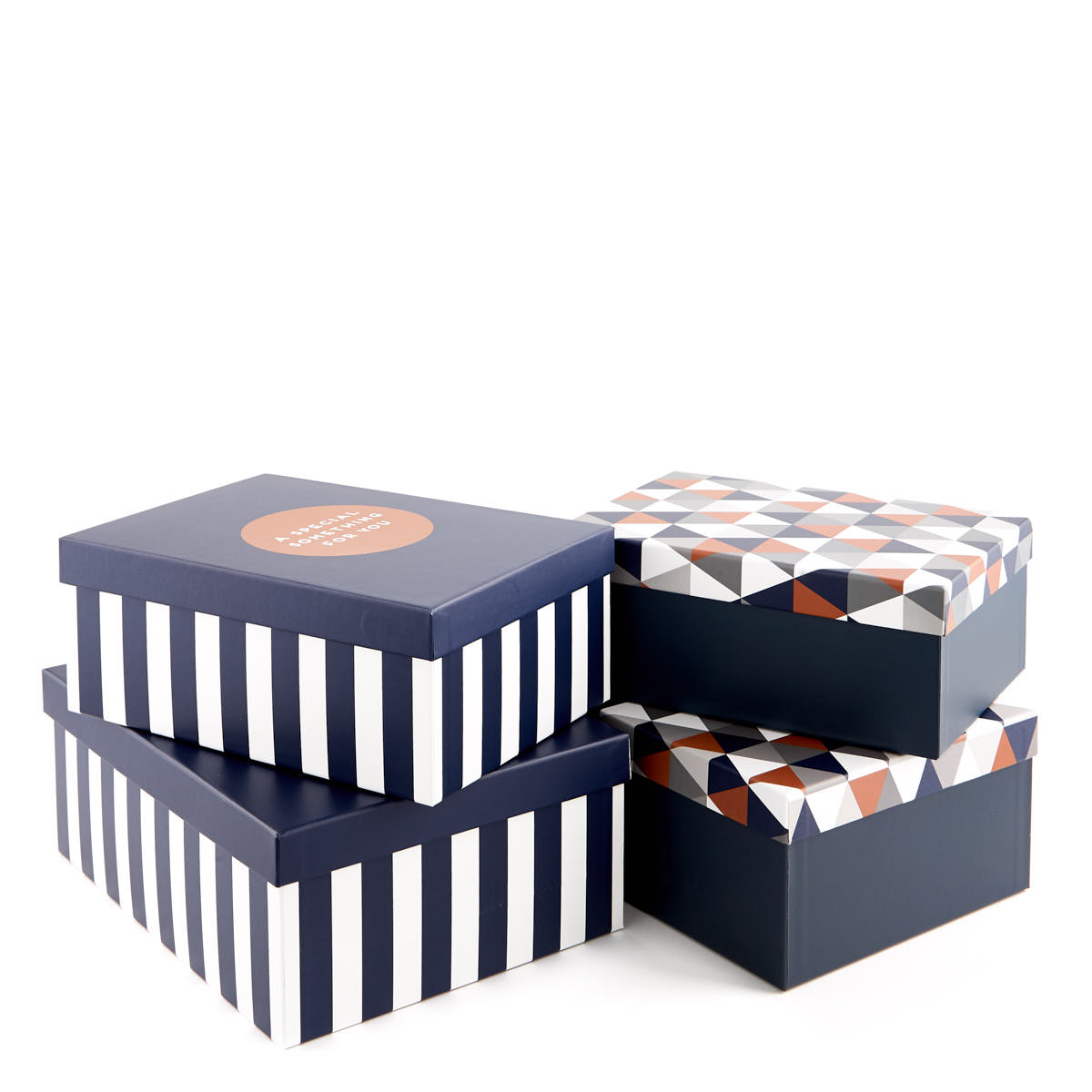 Luxury Gift Box Set Of Four - Blue Geometric