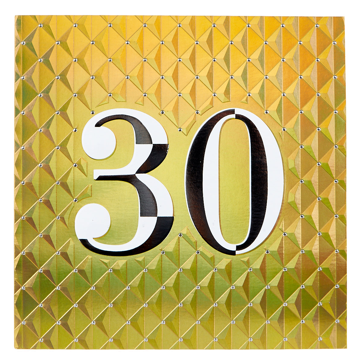 Platinum Collection 30th Birthday Card - Gold & Silver, Quilted