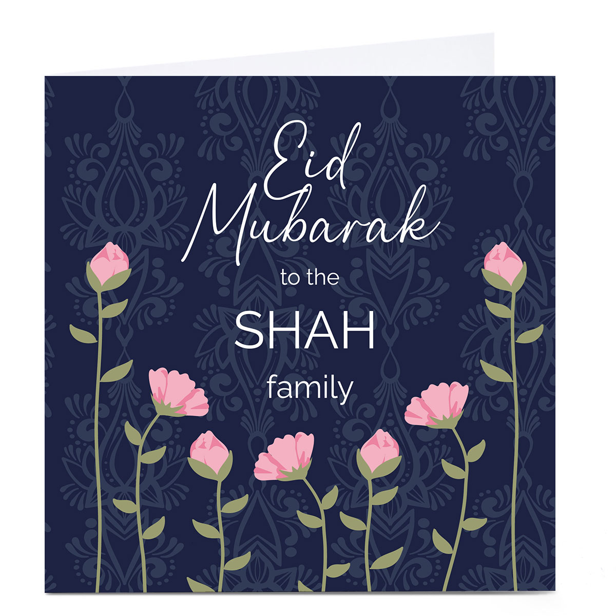 Personalised Roshah Designs Eid Card - Eid Mubarak Flowers