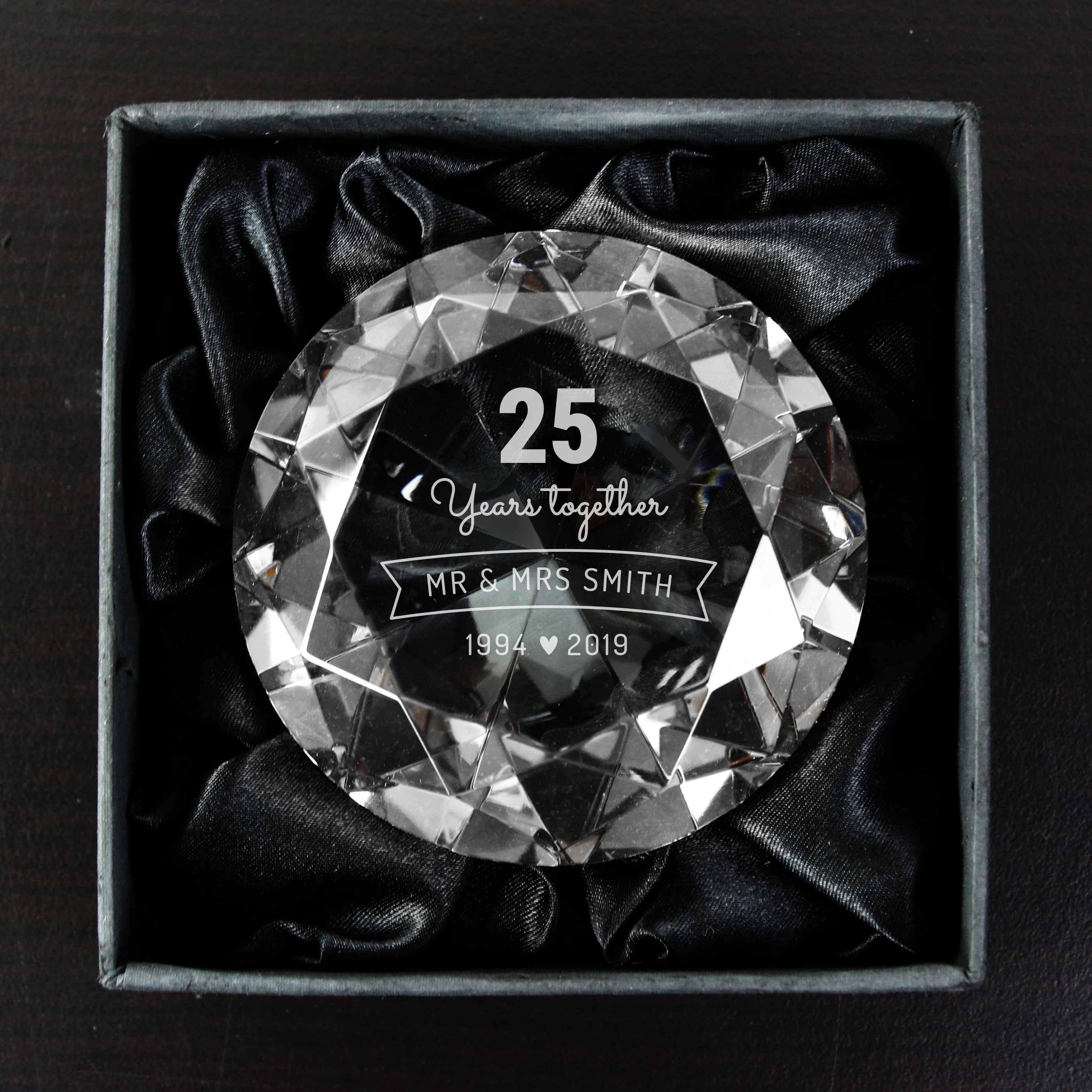 Personalised Anniversary Diamond Paperweight - Years Together 