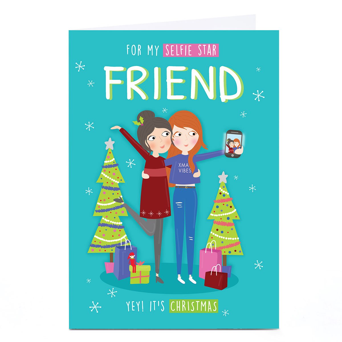Personalised Christmas Card - Selfie Star Friend