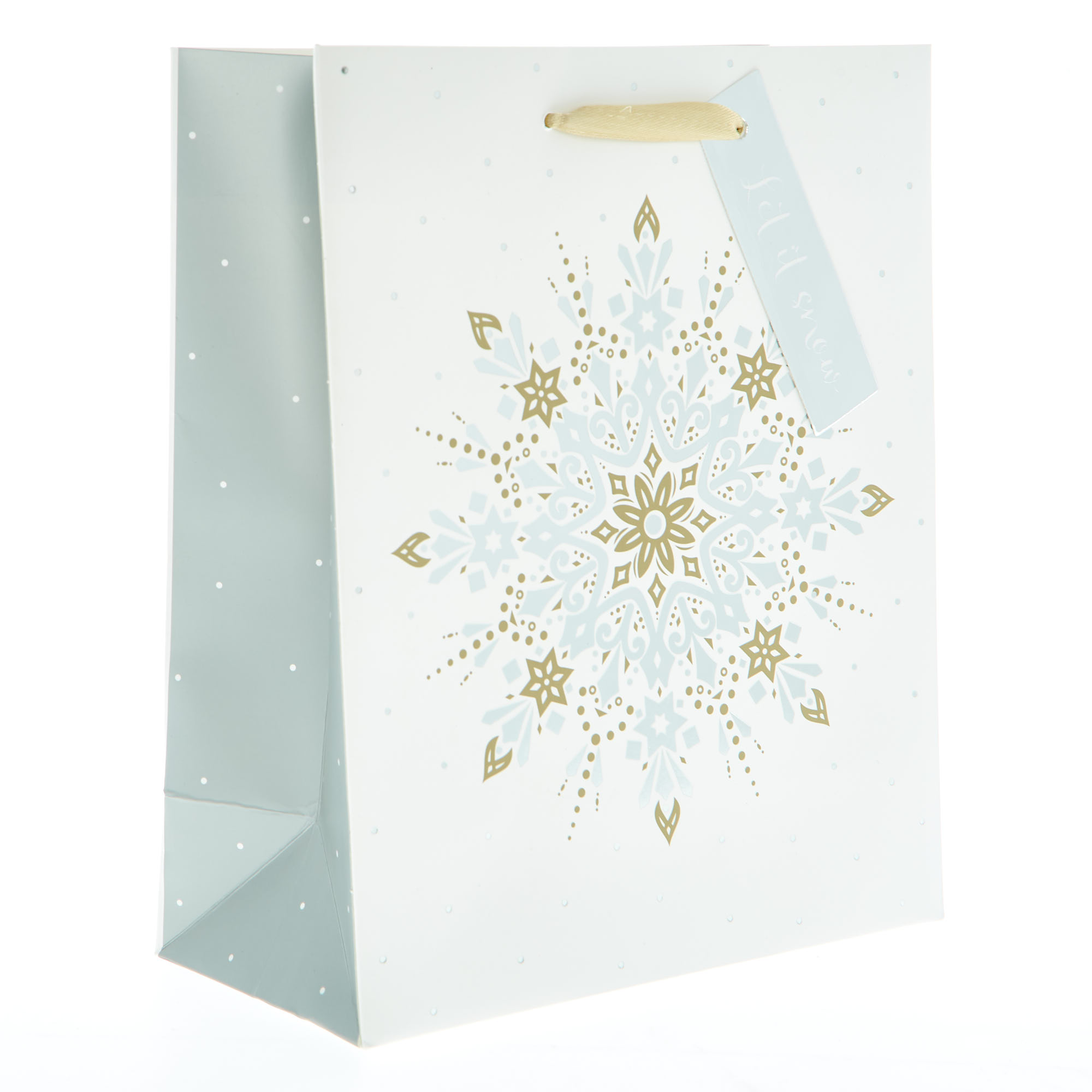 Medium Portrait White Snowflake Christmas Gift Bag