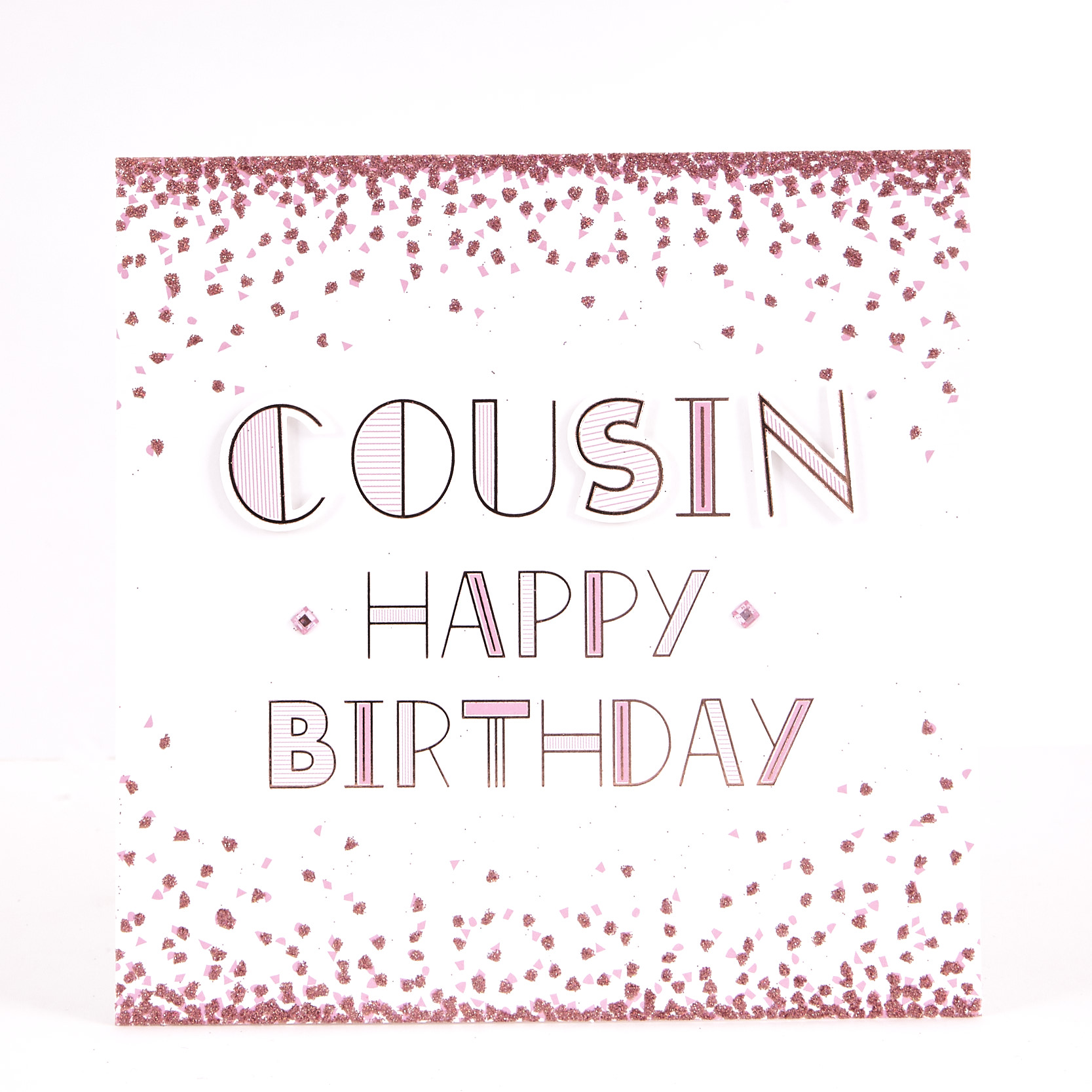 Boutique Collection Birthday Card - Cousin Glitter