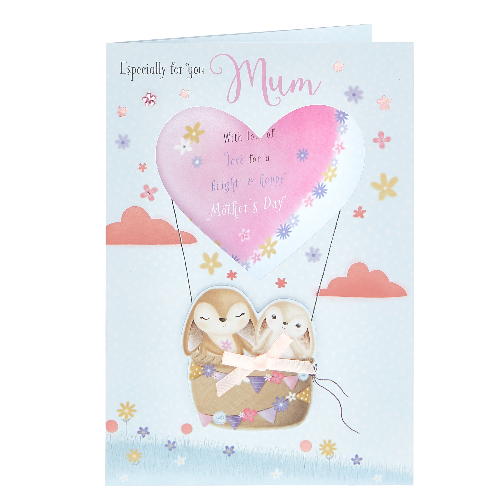 Mother's Day Card - Mum Bunnies In A Balloon