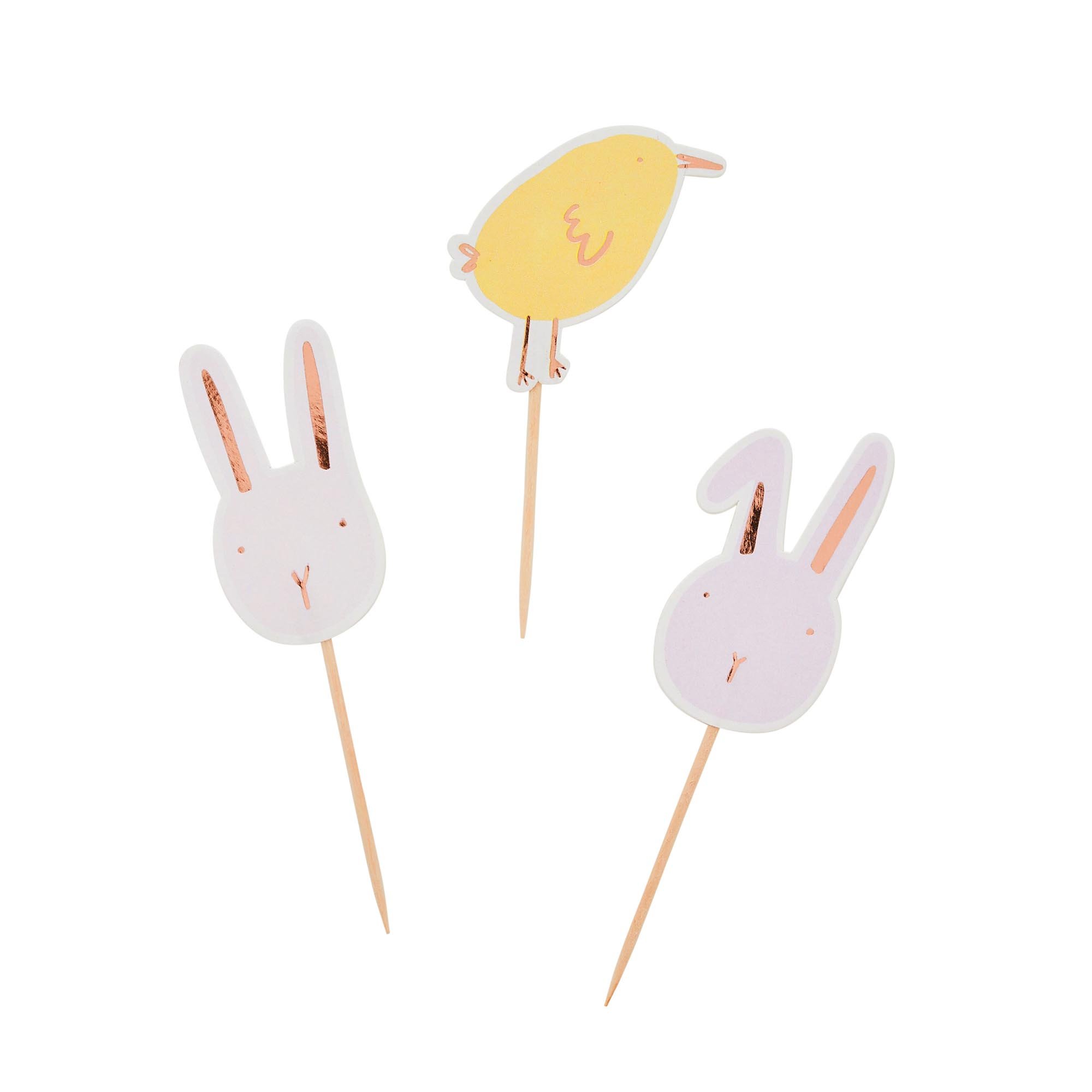 Bunny & Chick Cake Picks - Pack of 6