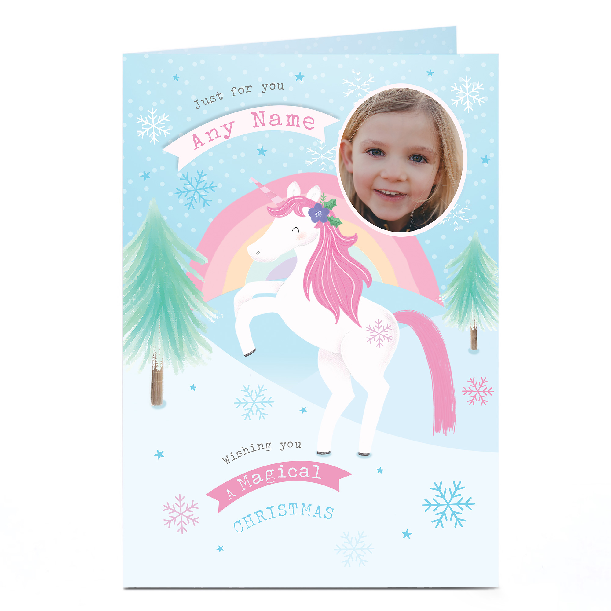 Personalised Photo Christmas Card - Unicorn Magic Any Name