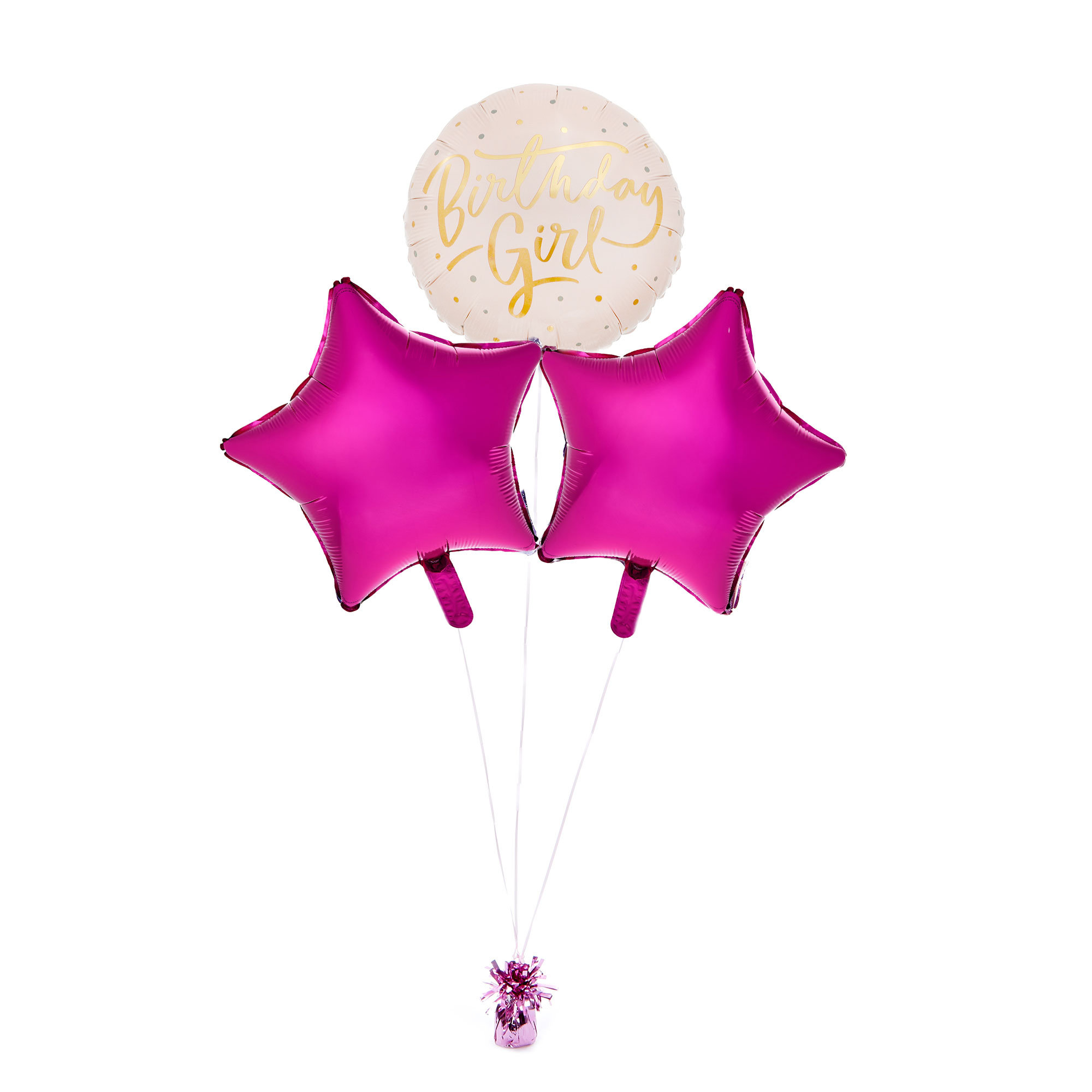 Pink Birthday Girl Balloon Bouquet - DELIVERED INFLATED!