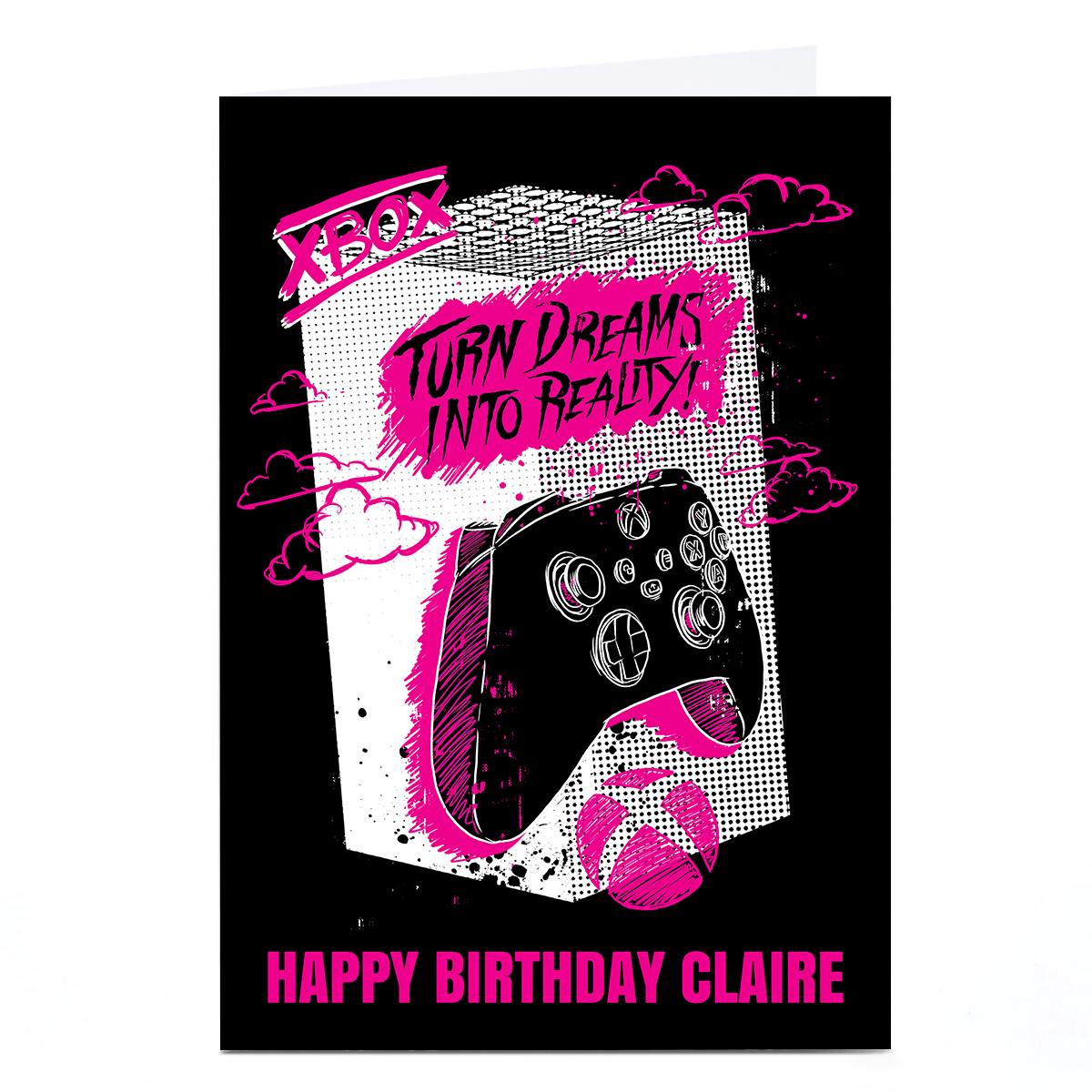 Buy Personalised XBox Birthday Card Dreams into Reality Pink for GBP