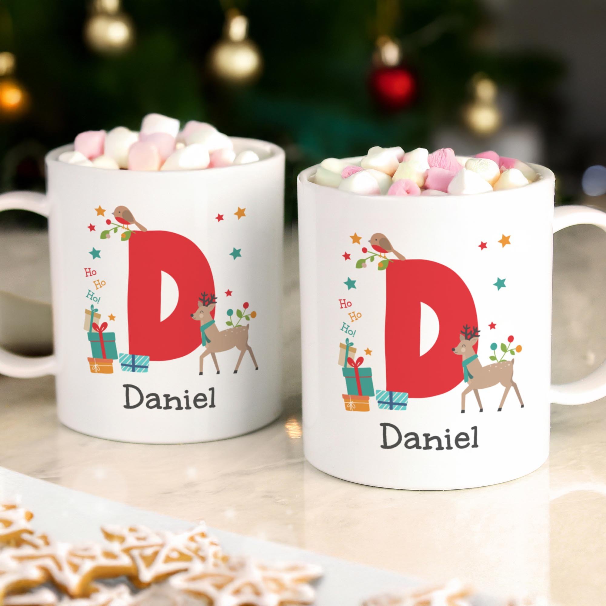 Personalised Initial Reindeer Christmas Plastic Mug,  Personalised Initial Reindeer Christmas Plastic Mug