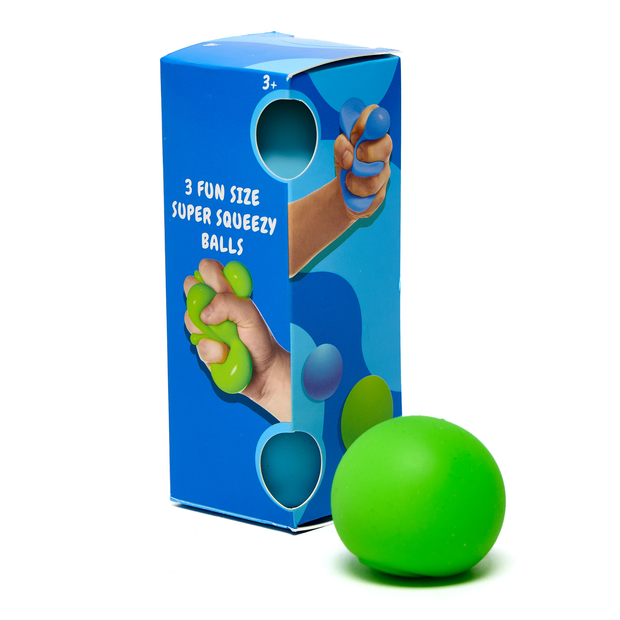3 Blue Fun Size Super Squeezy Balls
