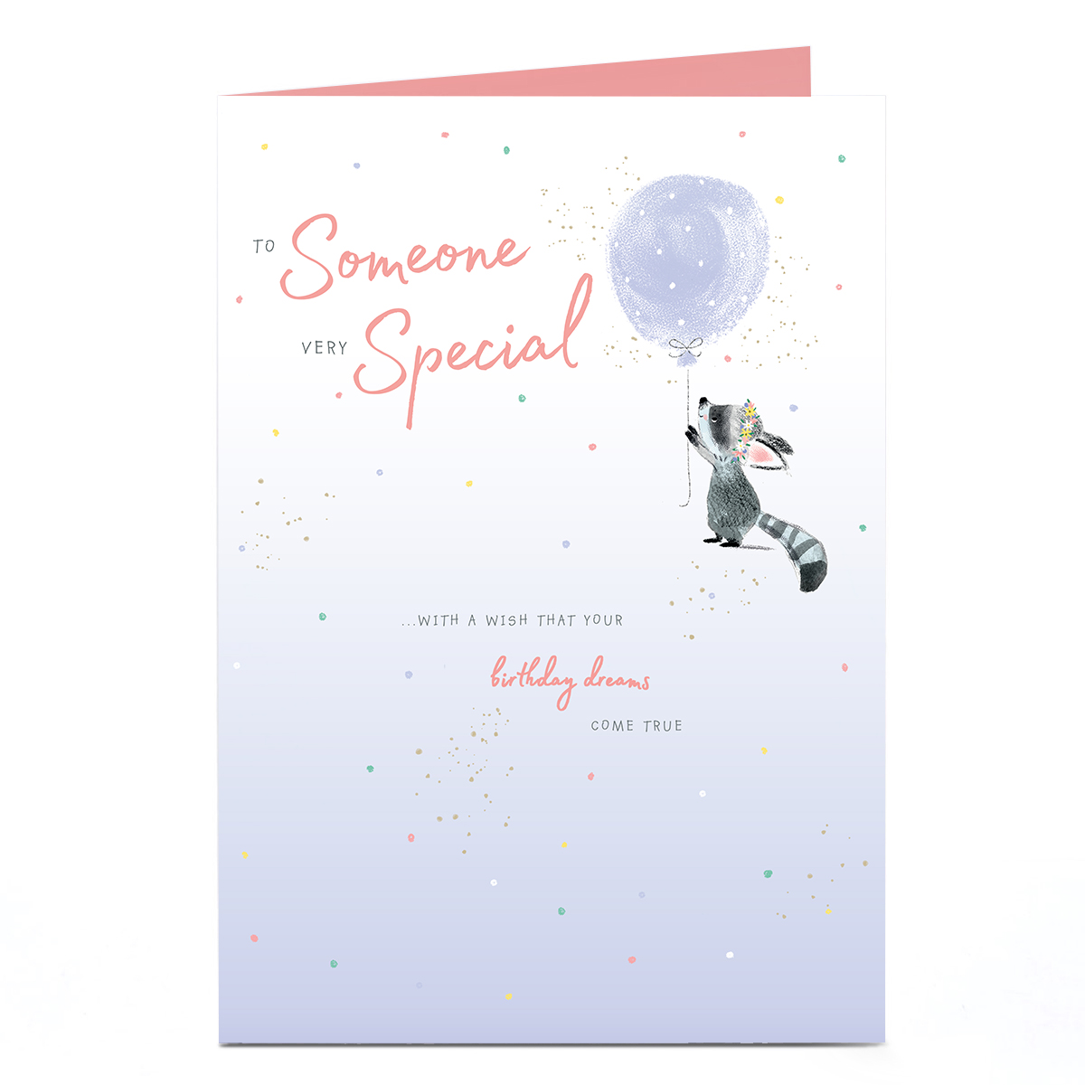 Birthday Card - Cute Raccoon Birthday Balloon