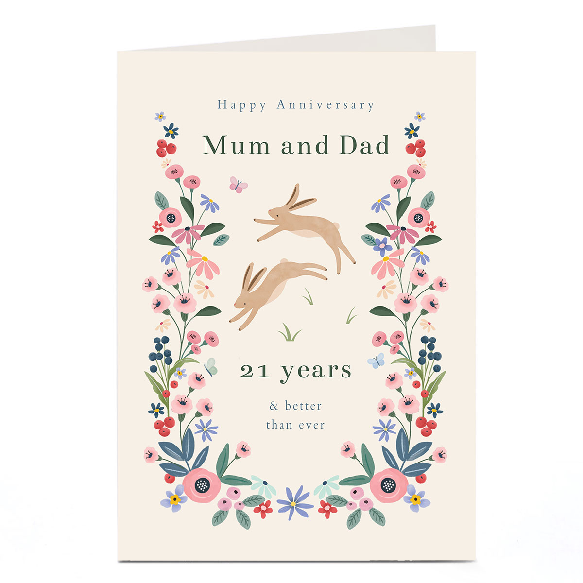 Personalised Anniversary Card - Leaping Hares