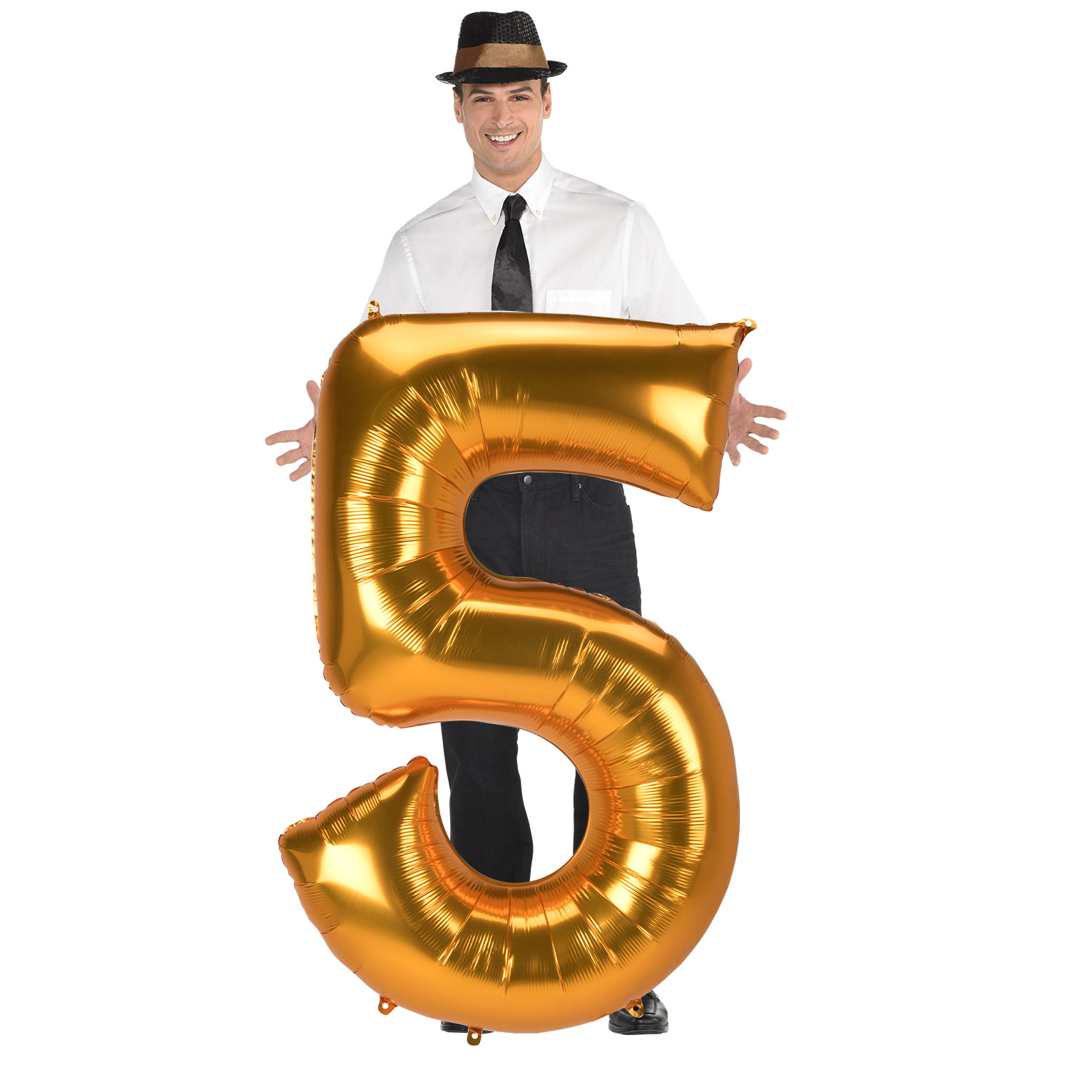 JUMBO 53-Inch Gold Foil Number 5 Balloon (Deflated) 