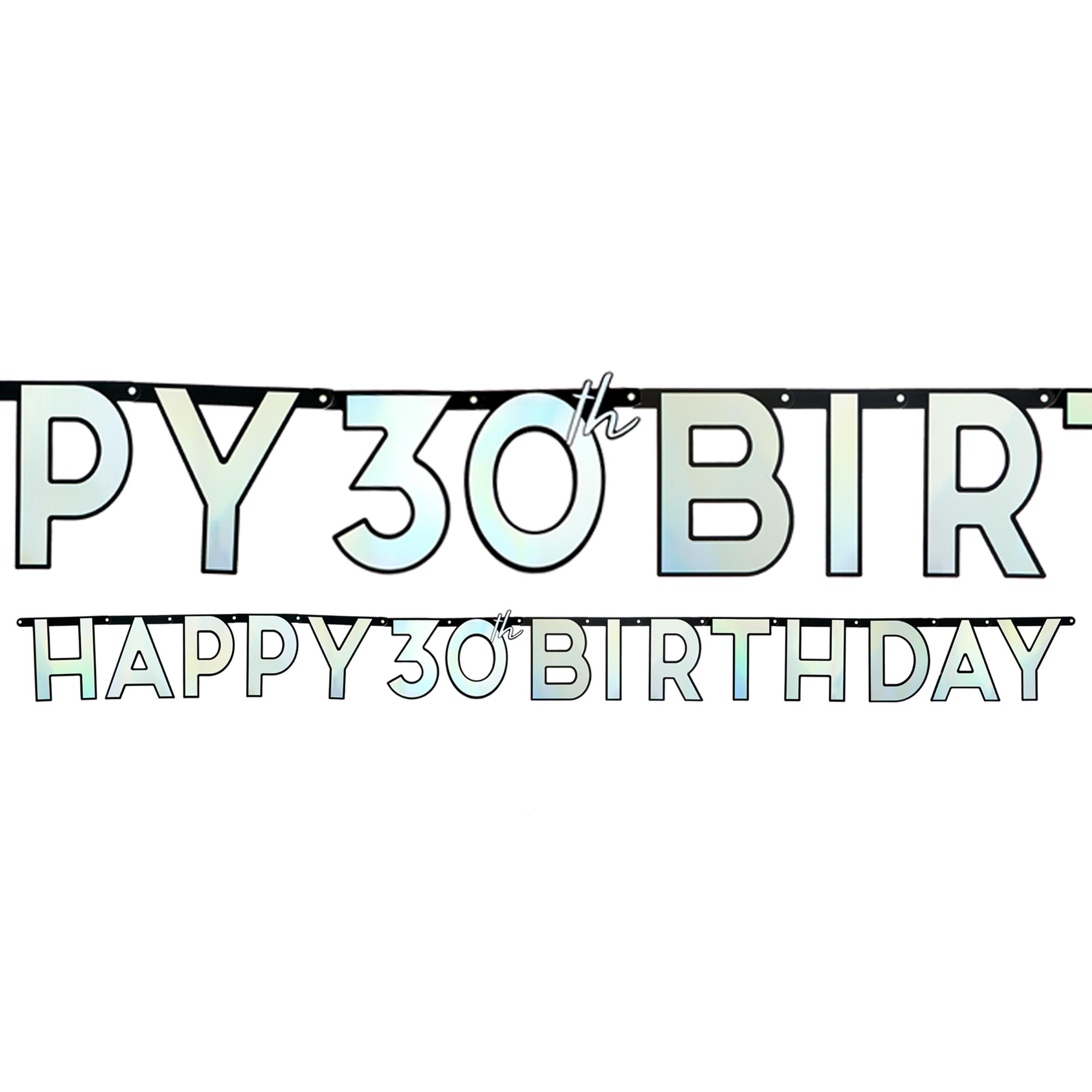 Black & Silver 30th Birthday Letter Banner