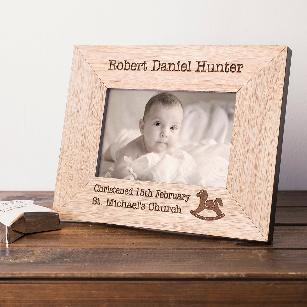 Personalised Engraved Wooden Photo Frame - Christening Day