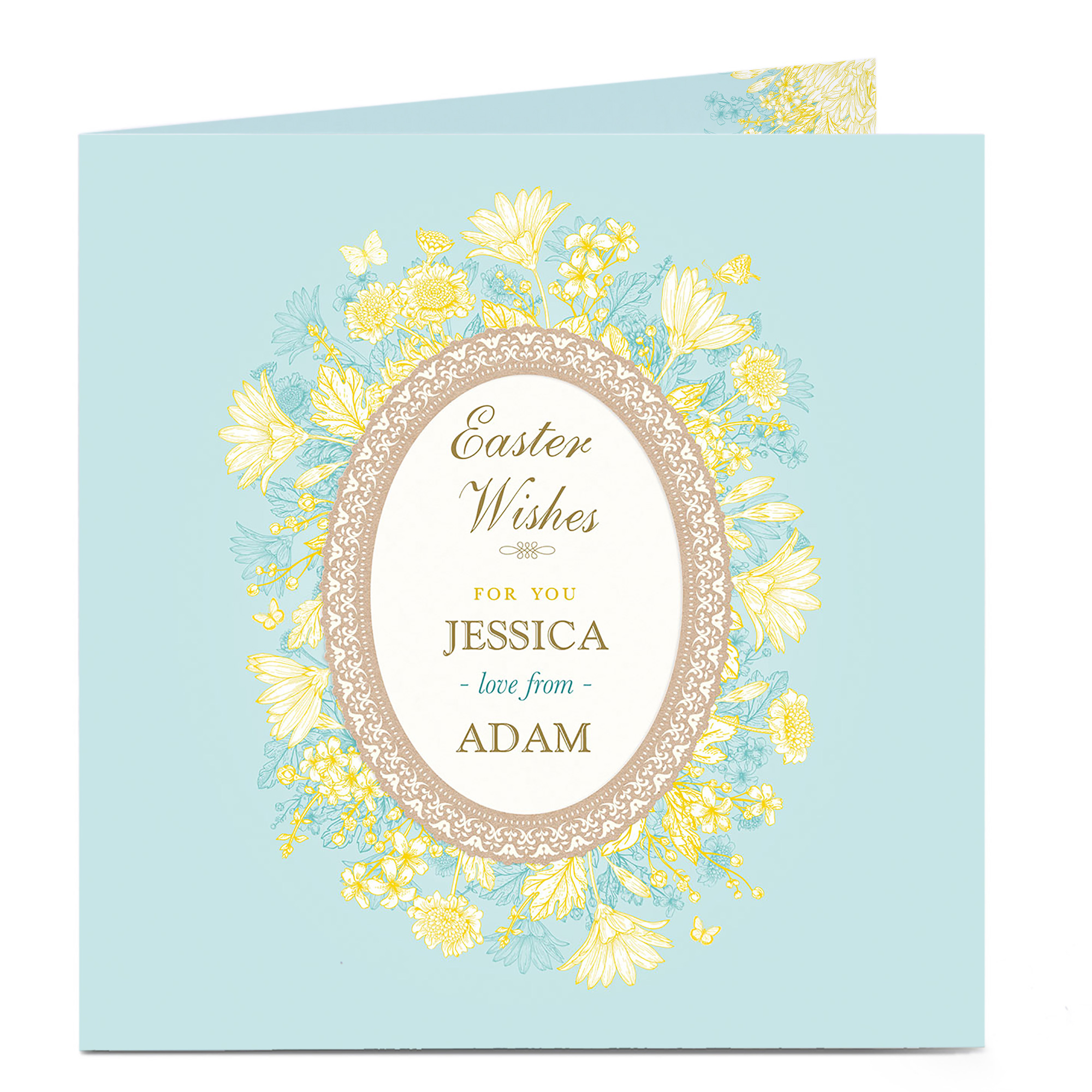 Personalised Easter Card - Lemon Floral Wishes